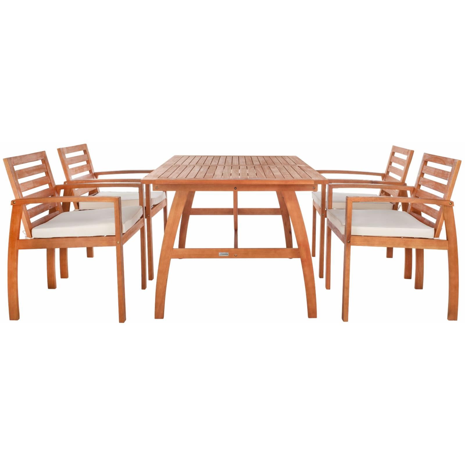 Natural Eucalyptus 4-Person Rectangular Outdoor Dining Set