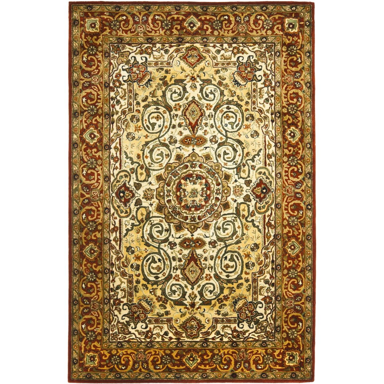 Ivory and Rust Hand-Tufted Wool 4' x 6' Rug