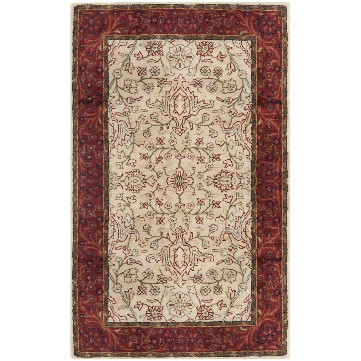 Ivory and Rust Hand-Tufted Wool Persian Rug, 3' x 5'