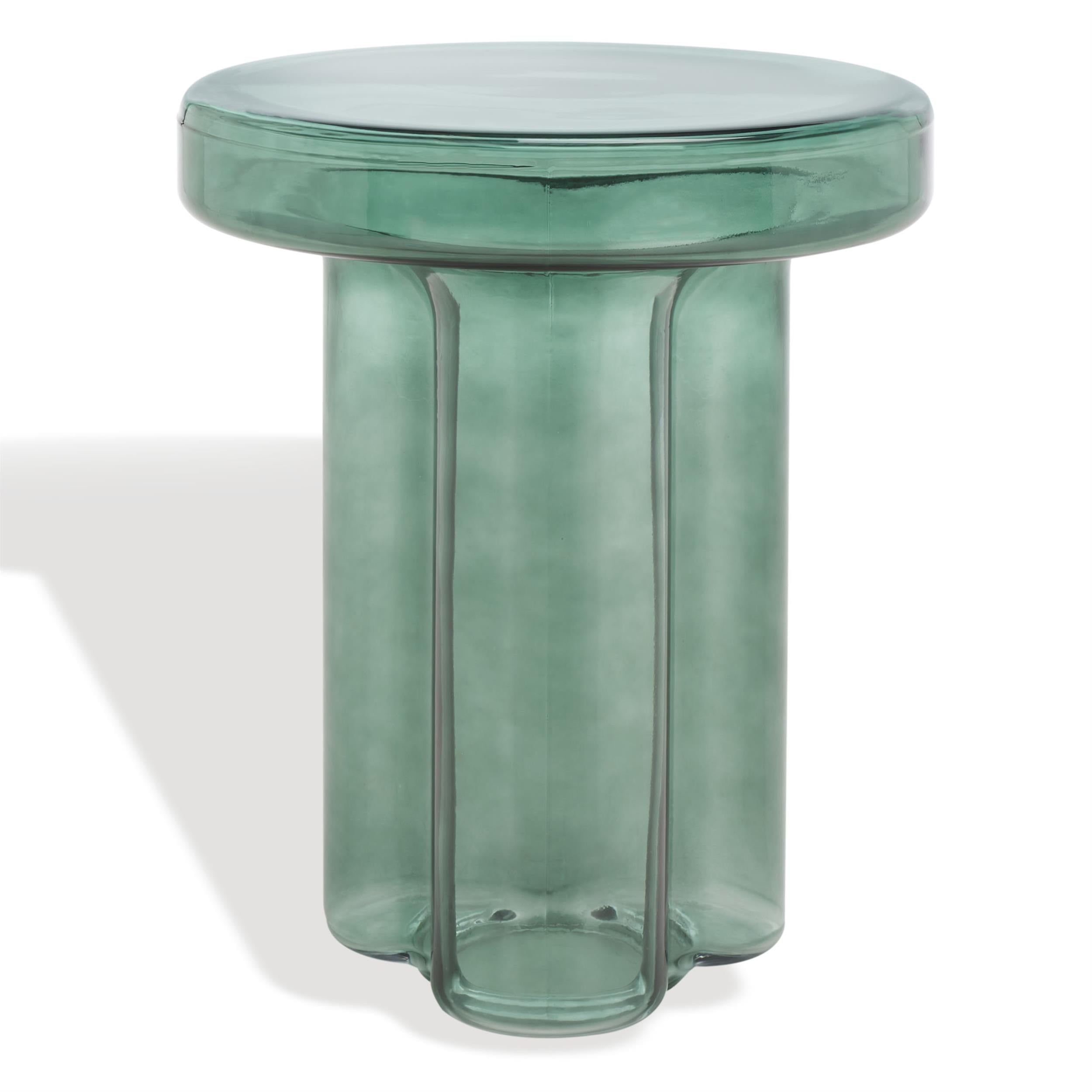 Green Round Glass Accent Table