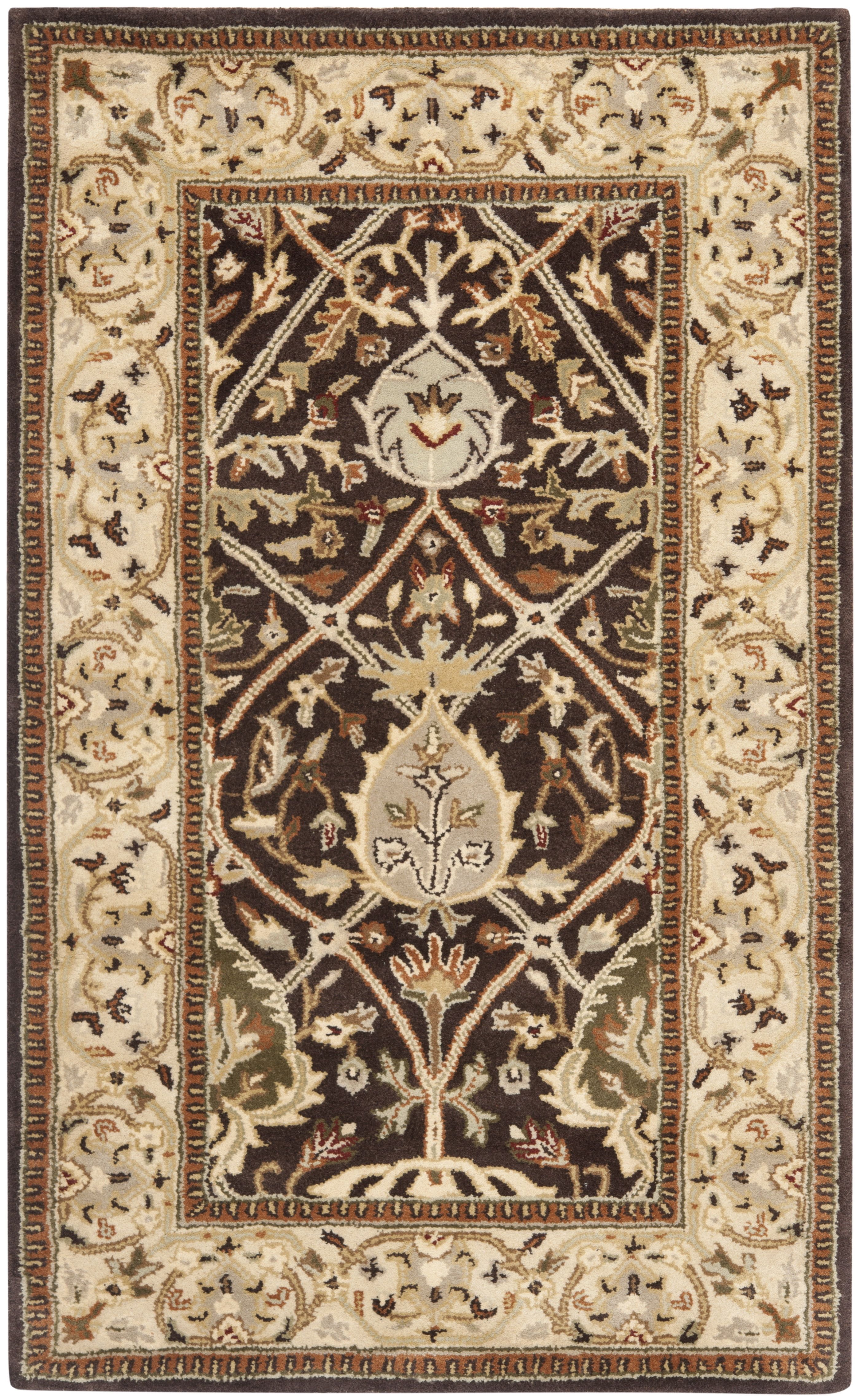 Handmade Tufted Brown and Beige Wool Area Rug