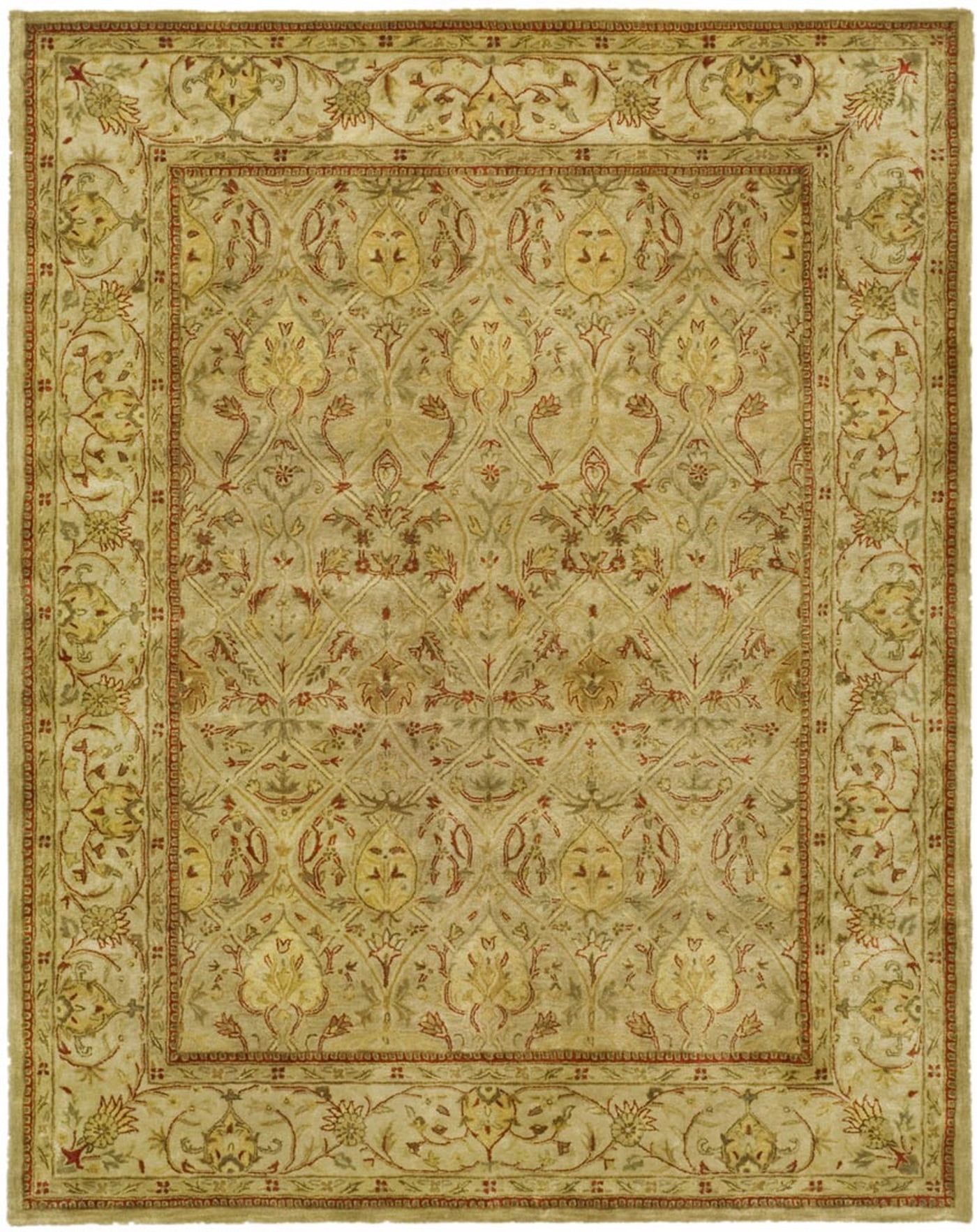 Moss and Beige Hand-Tufted Wool Persian Area Rug