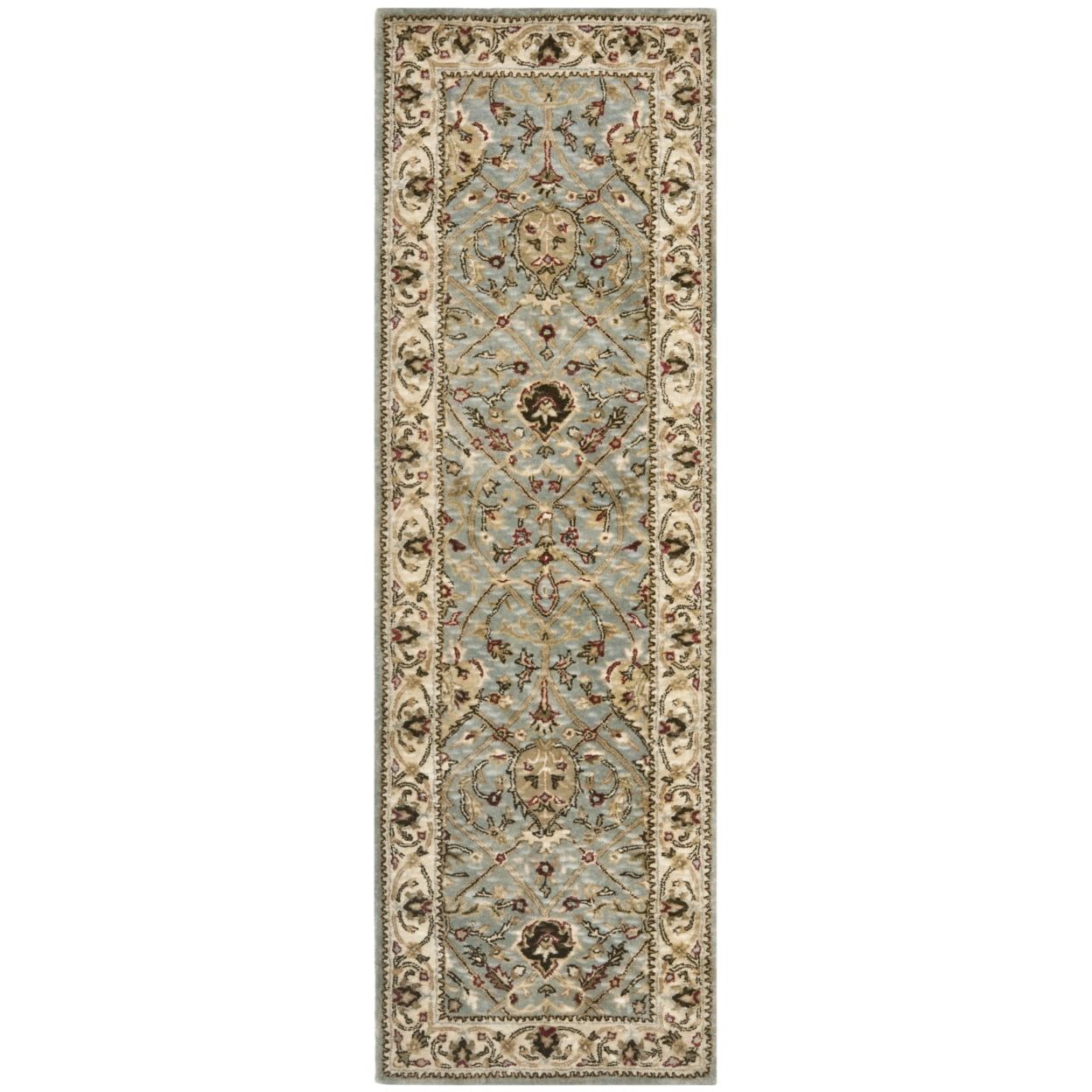 Gray and Ivory Handmade Wool Persian Runner Rug