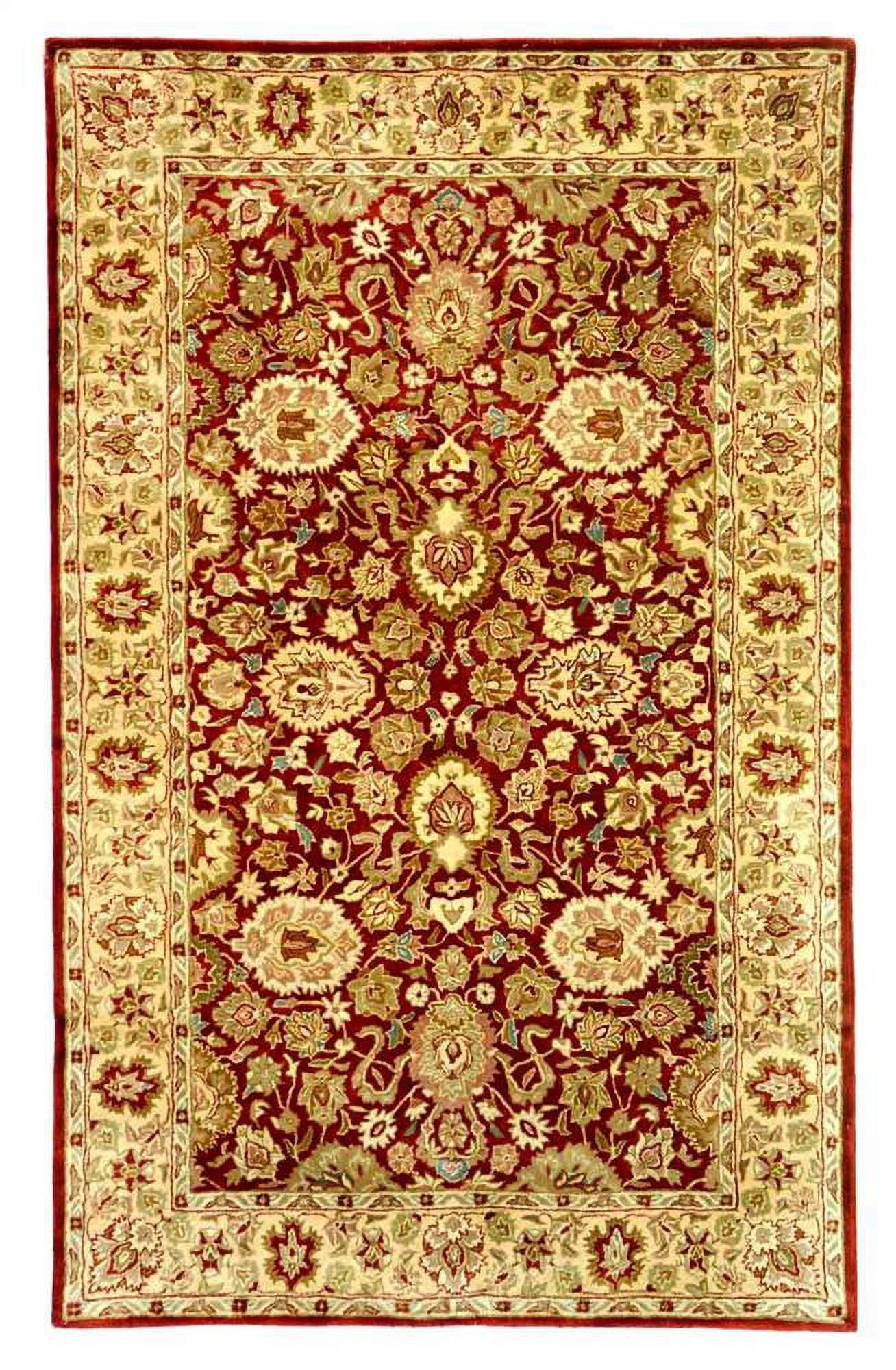 Handmade Ivory and Rust Wool Persian Style Rug, 8'3" x 11'