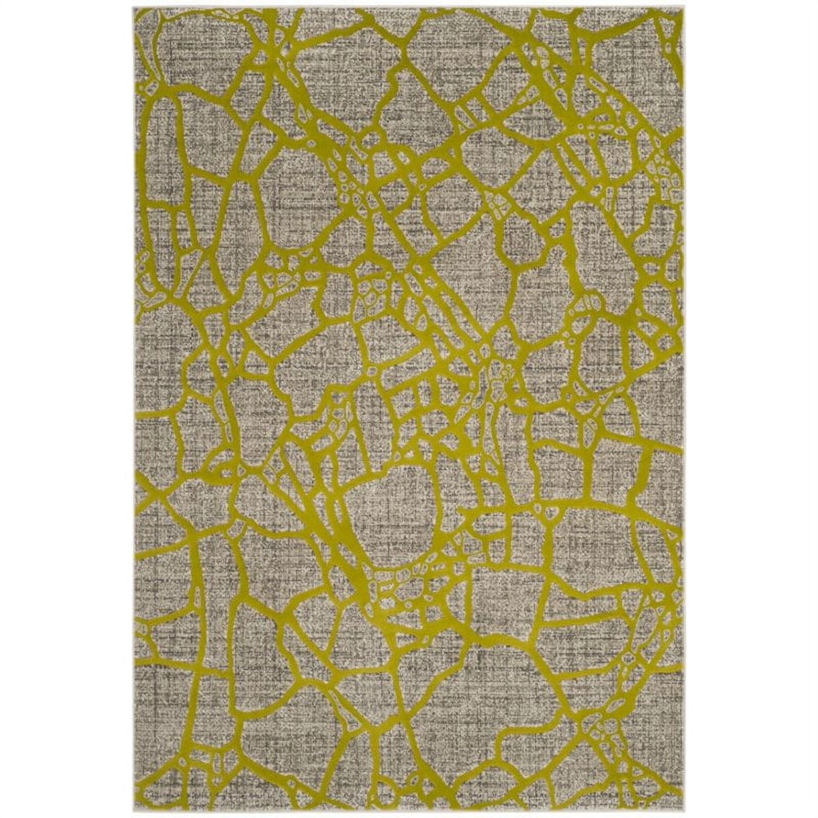 Light Grey/Green Floral Synthetic Rectangular Area Rug