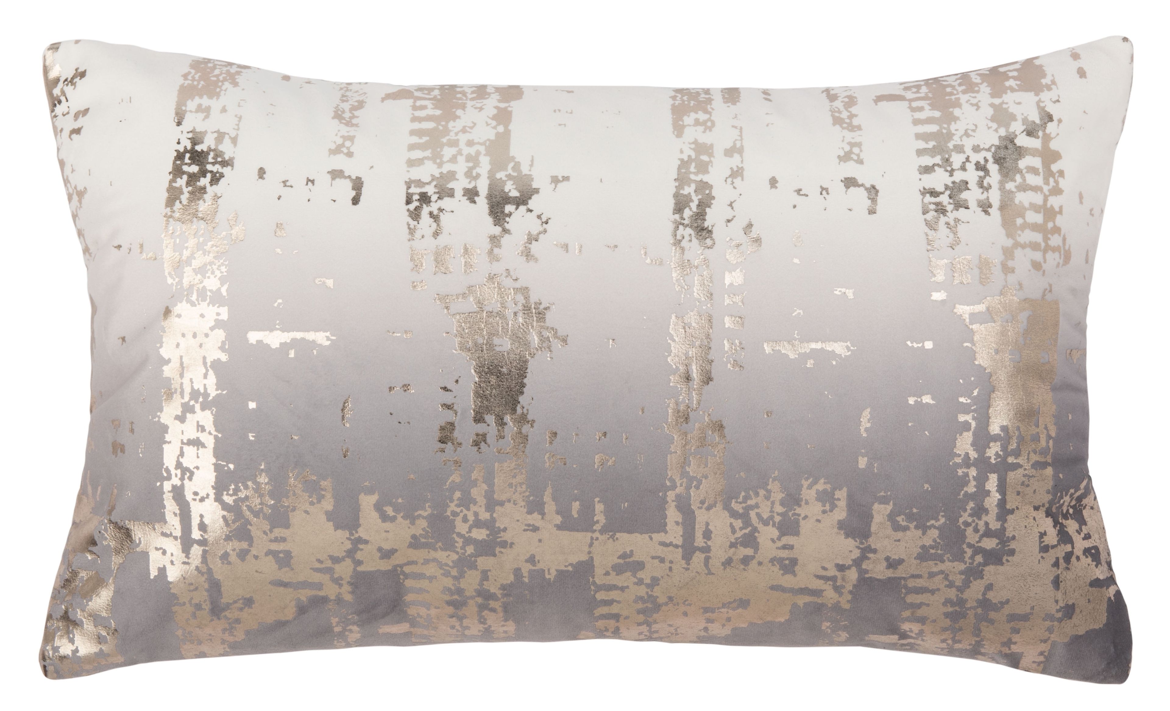 Rensia 12" x 20" Gray and Gold Abstract Throw Pillow