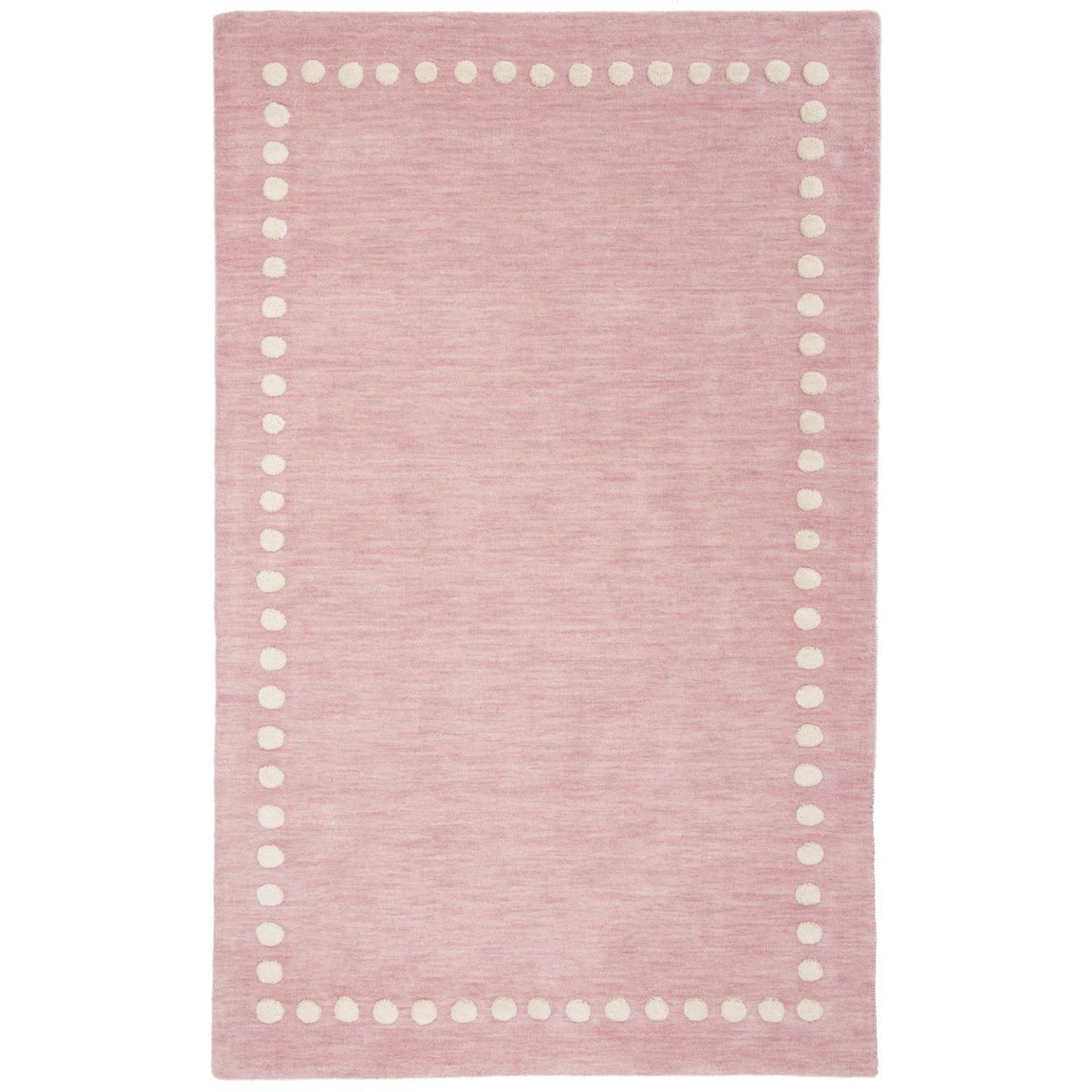 Pink and White Hand-Tufted Wool Kids Area Rug