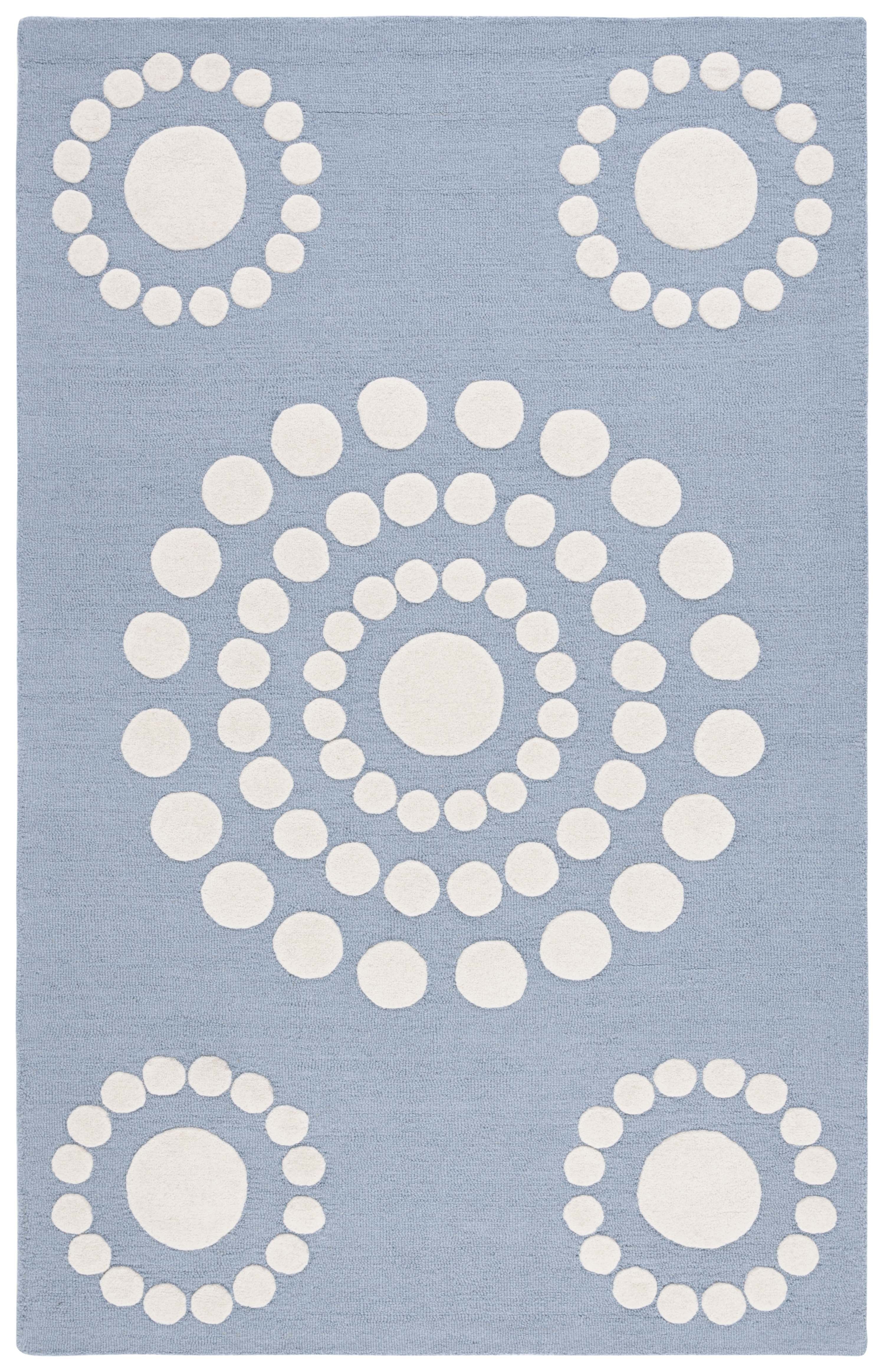 Ivory and Blue Hand-Tufted Wool Kids Area Rug 3' x 5'