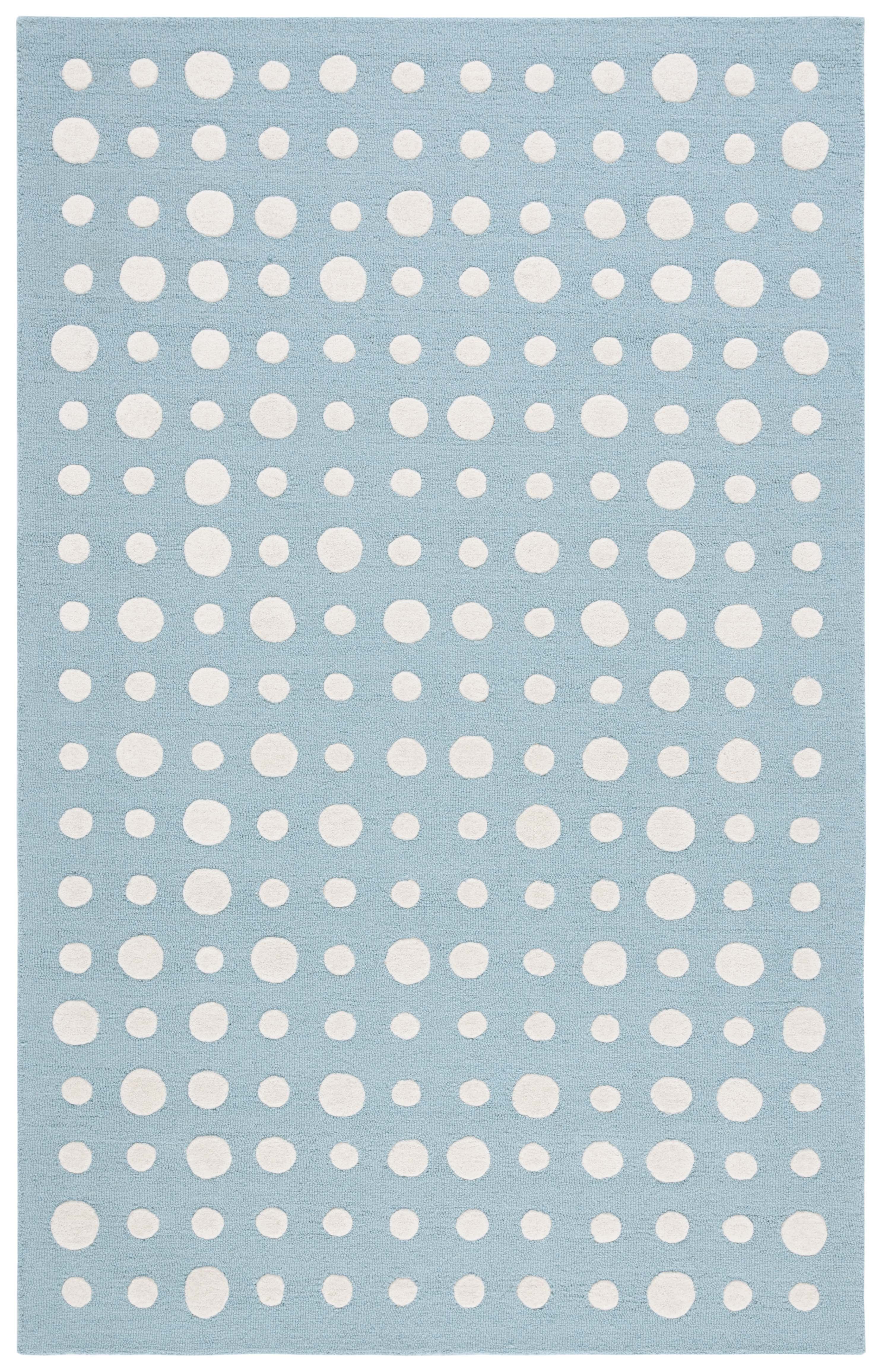 Blue and Ivory Hand-Tufted Wool Kids Area Rug 5' x 8'