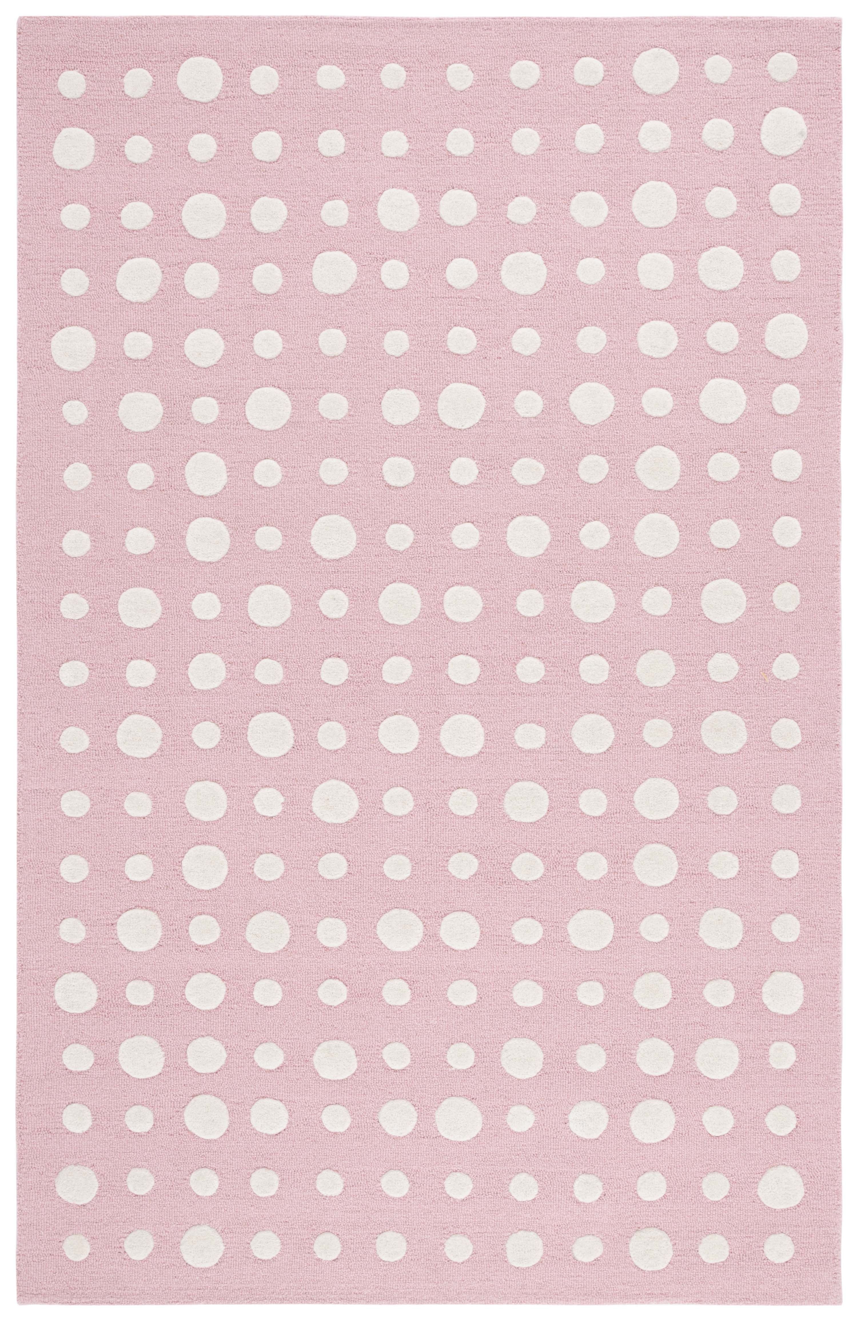 Pink and Ivory Hand-Tufted Wool Round Kids Rug