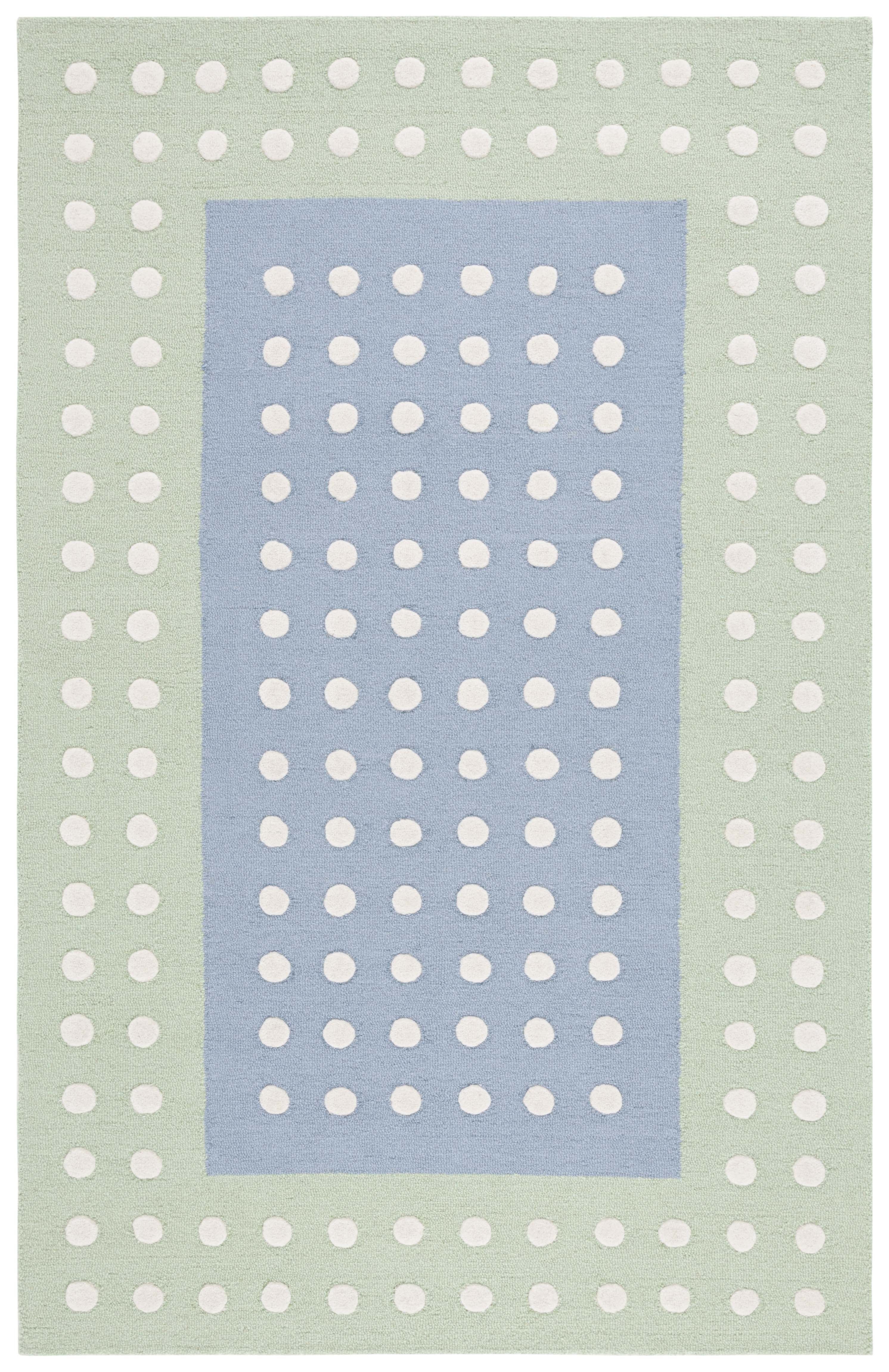 Blue and Green Hand-Tufted Wool Kids Area Rug 3' x 5'