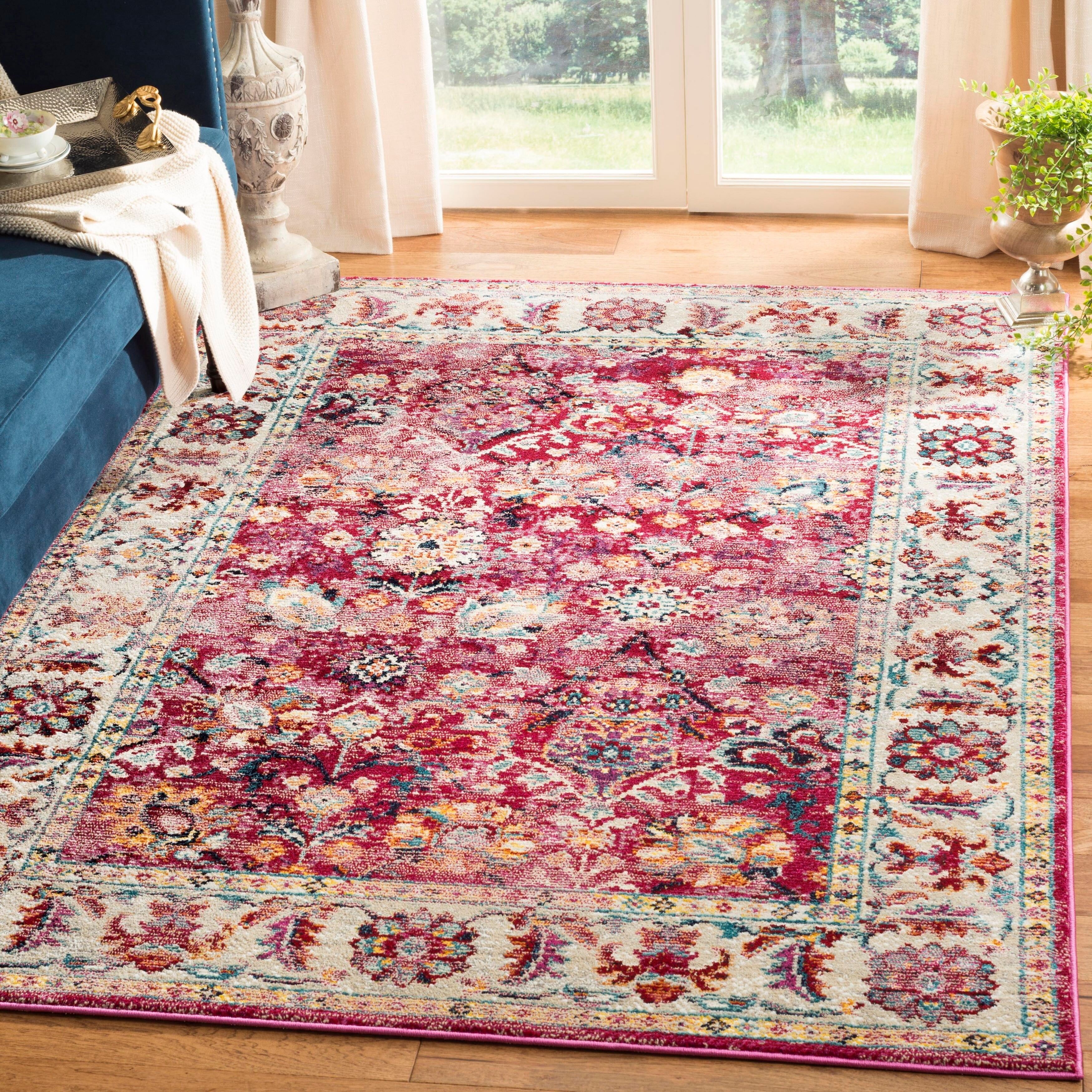 Savannah Violet and Grey Faded Traditional Area Rug