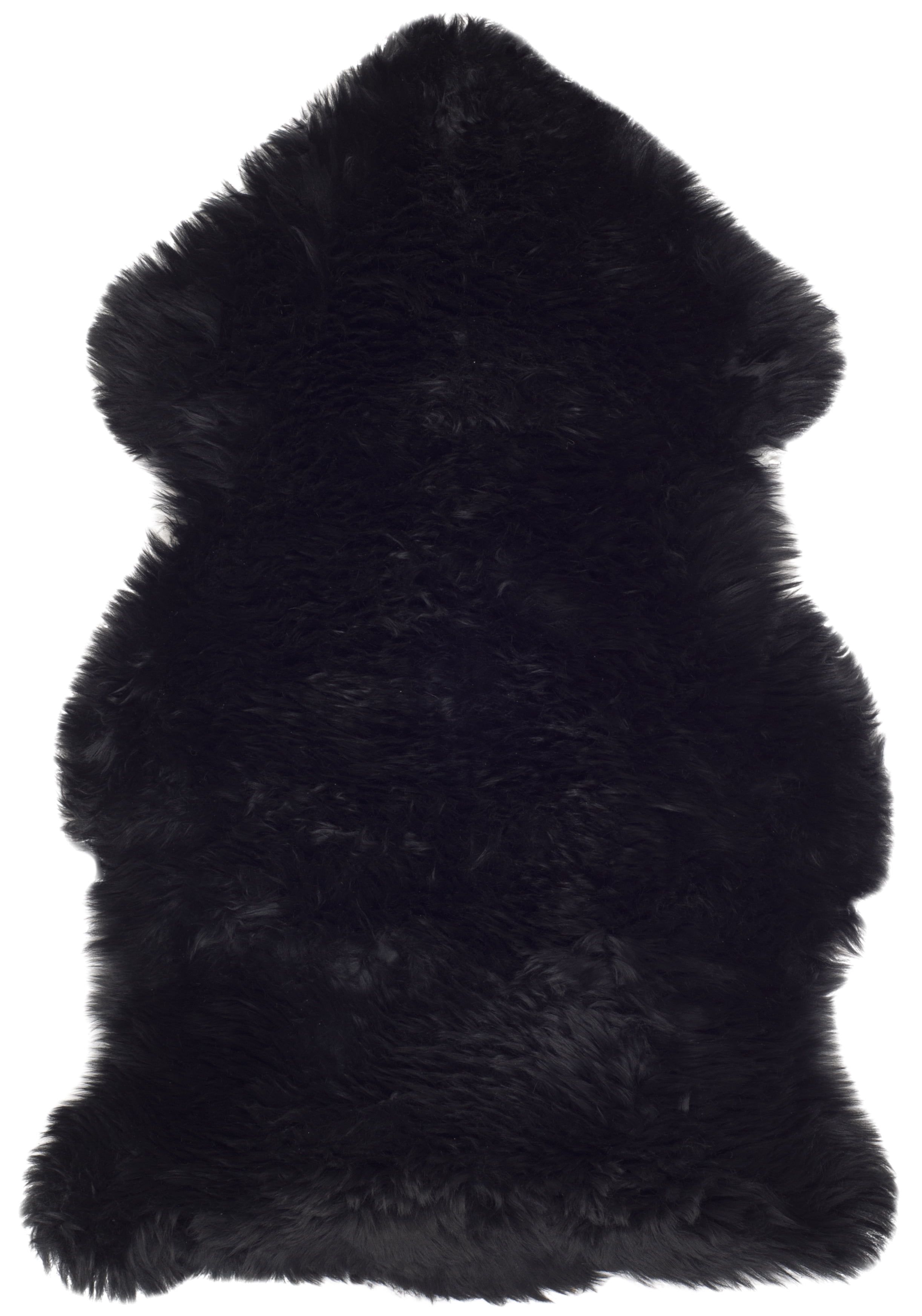 Handmade Midnight Black Genuine Sheepskin Shag Accent Rug