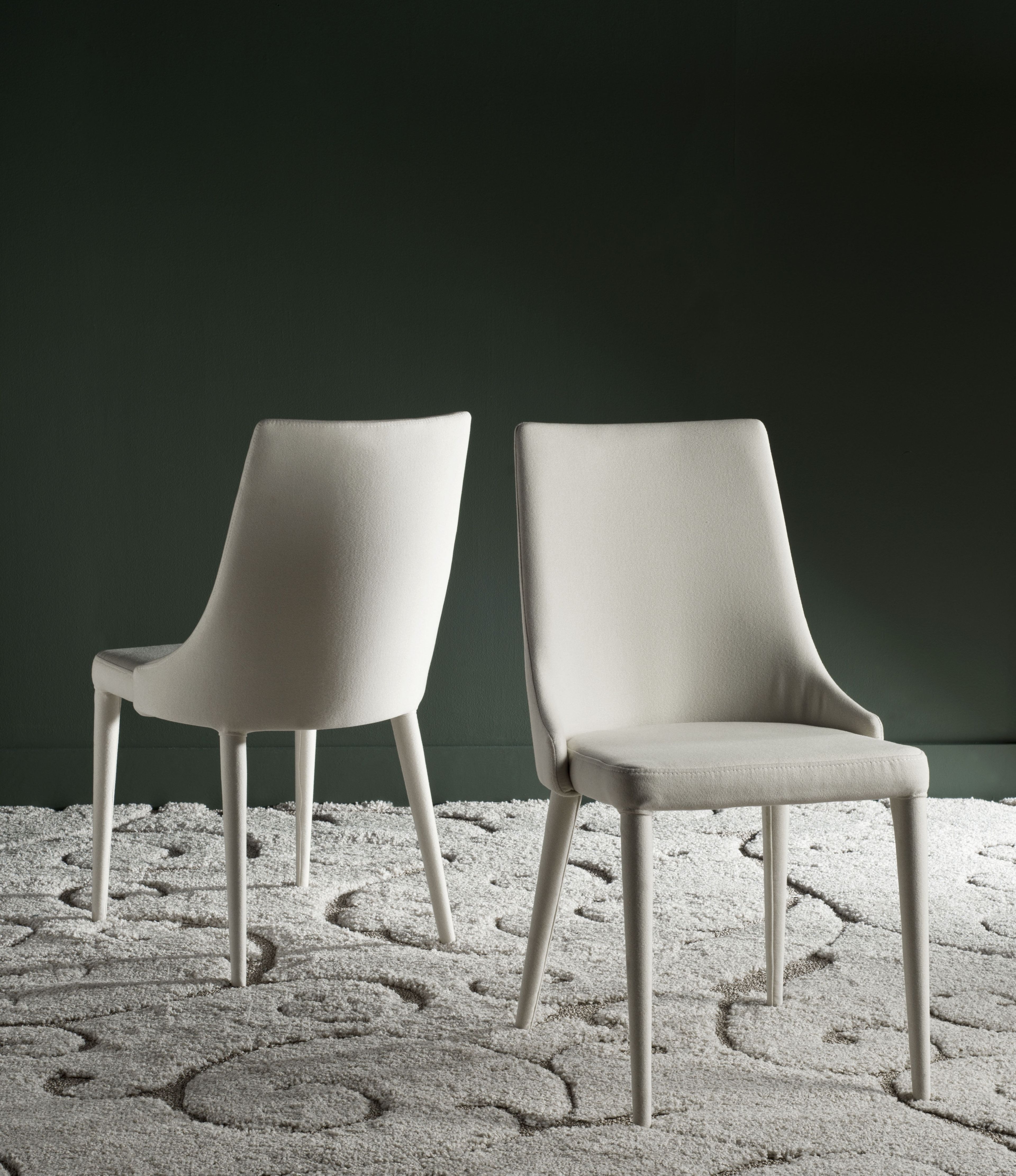 Beige Linen Upholstered Parsons Side Chair with Metal Legs
