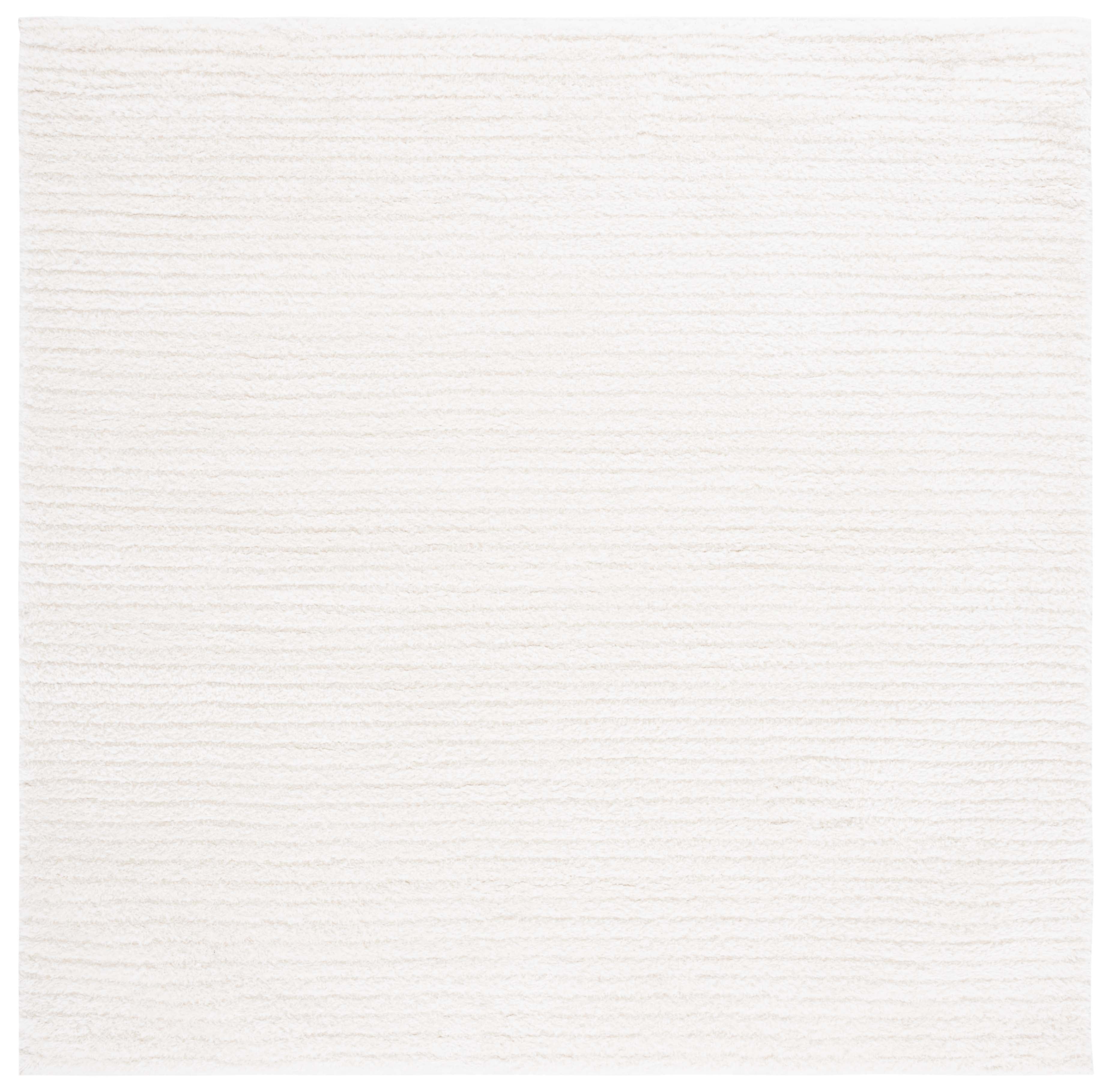 Ivory Square Shag Rug 6'7" x 6'7" Synthetic