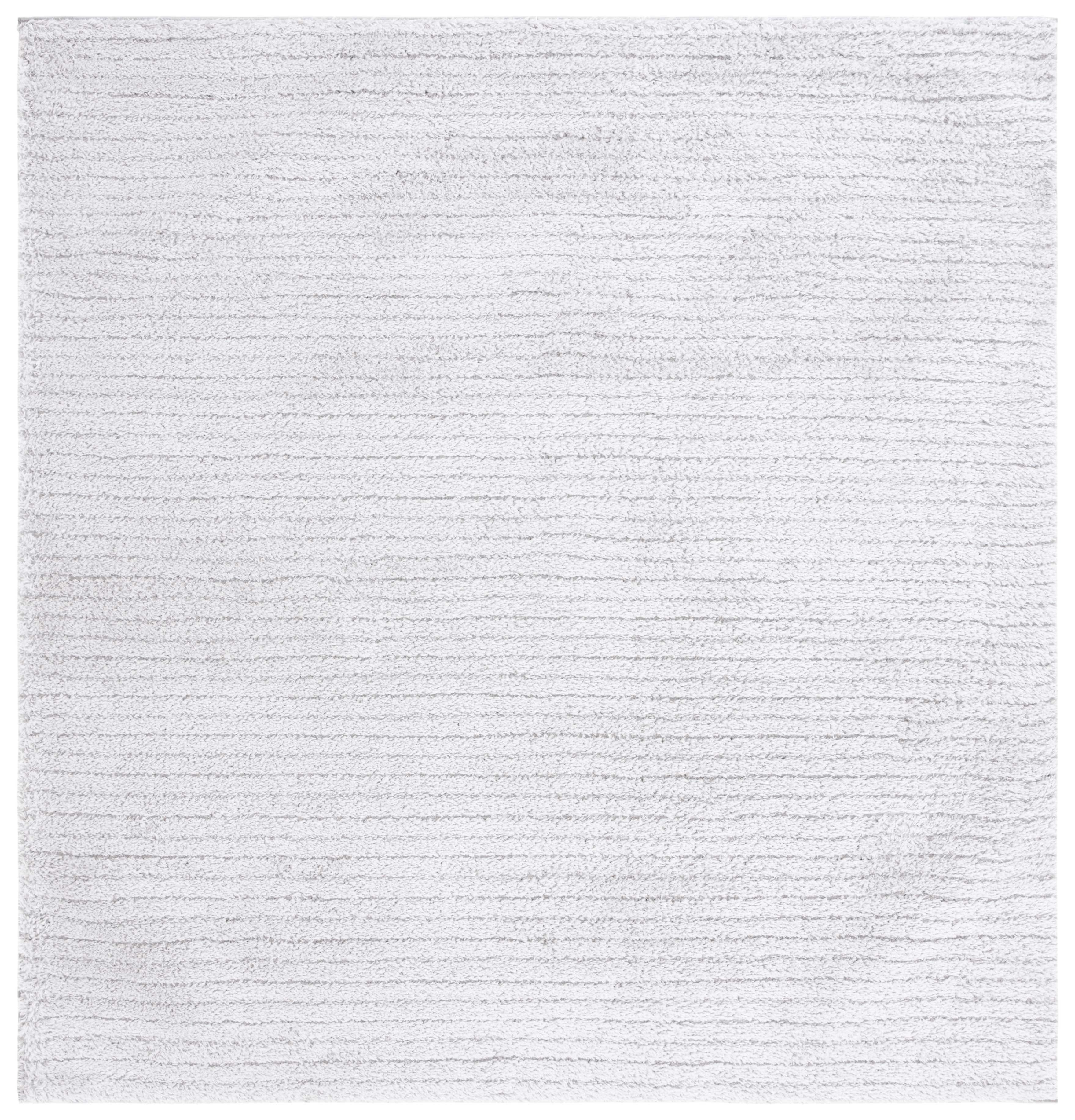 Light Grey Square Shag Area Rug, 6'7" x 6'7" Synthetic