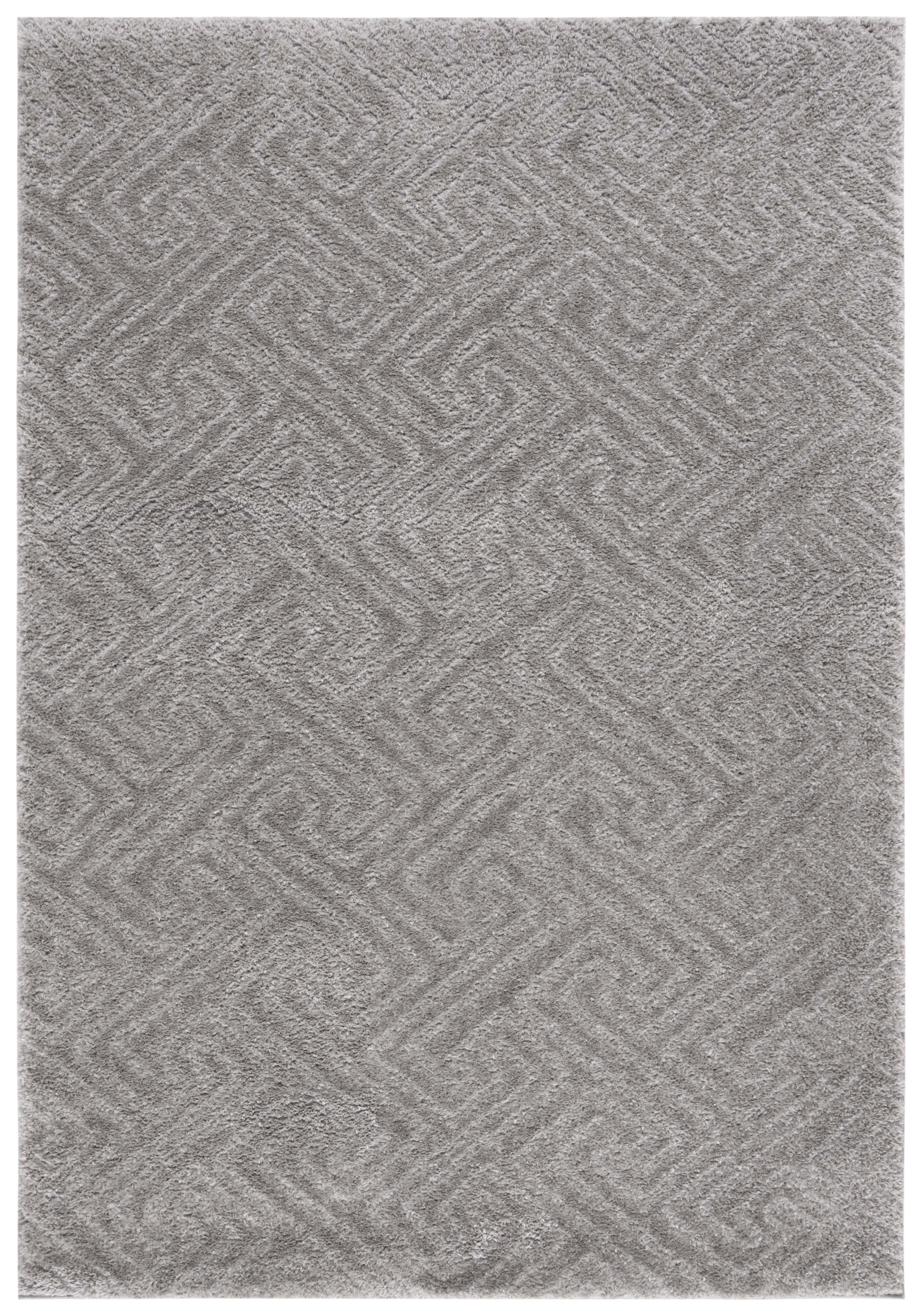 Gray Geometric Shag Synthetic Area Rug, 4' x 6'