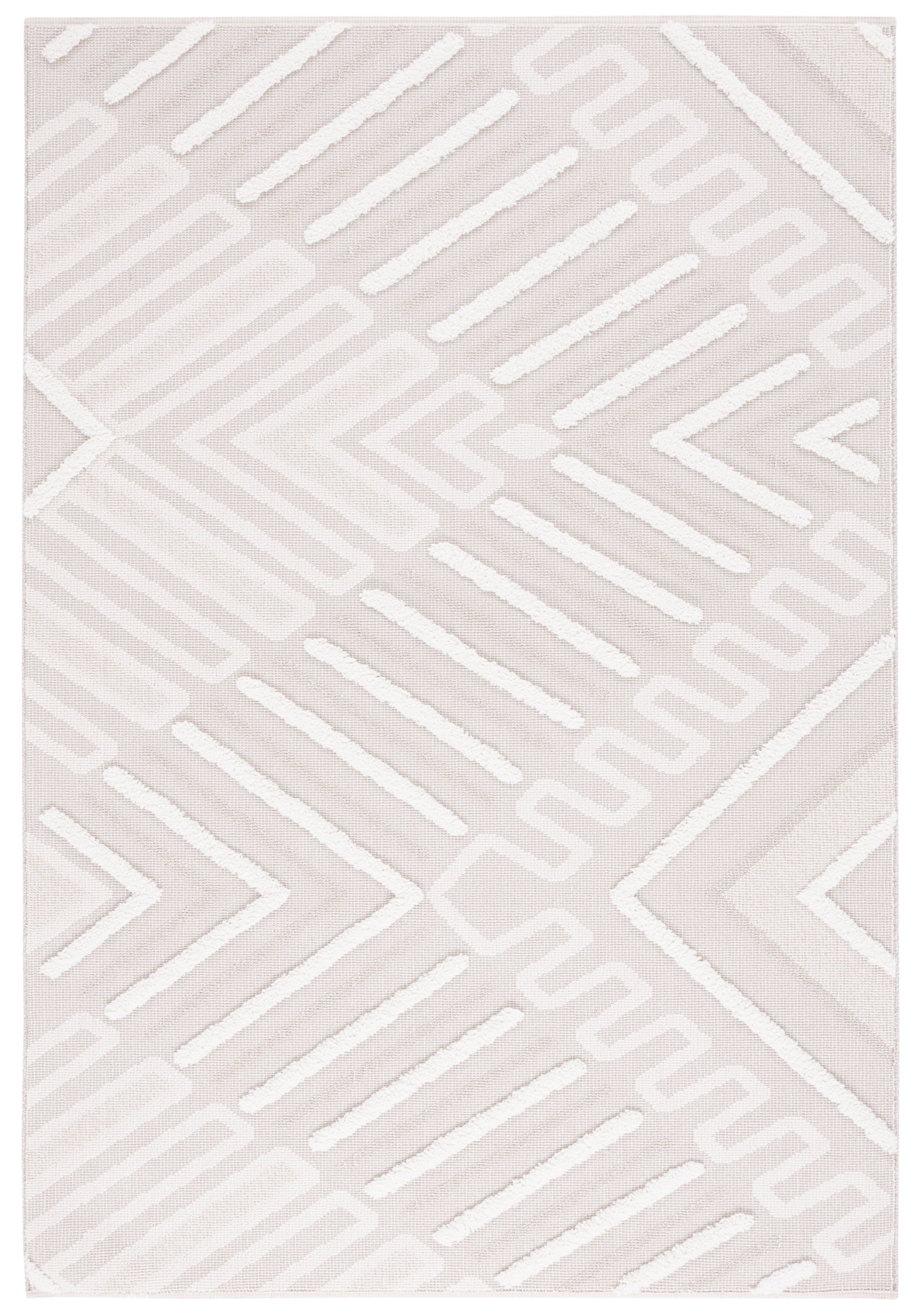 Ivory Geometric Flat Woven Synthetic 4' x 6' Area Rug