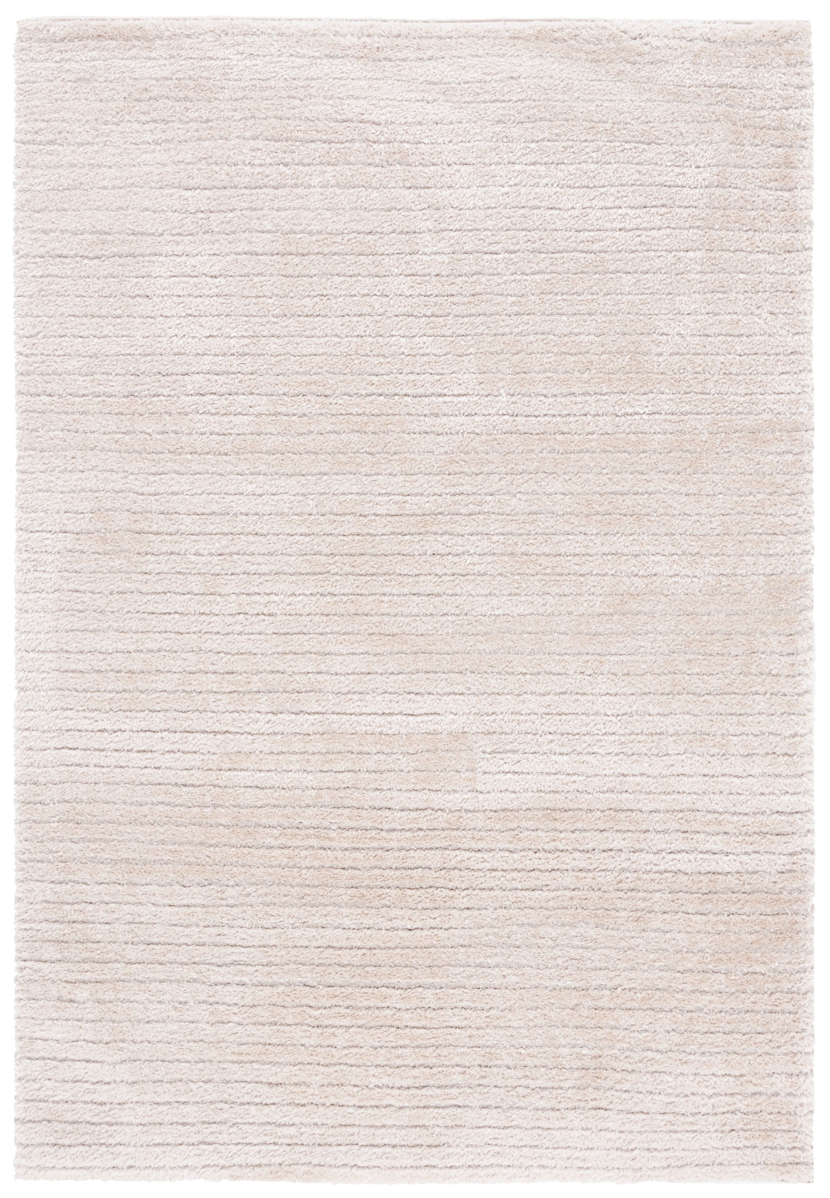 Beige 4' x 6' Shag Synthetic Area Rug