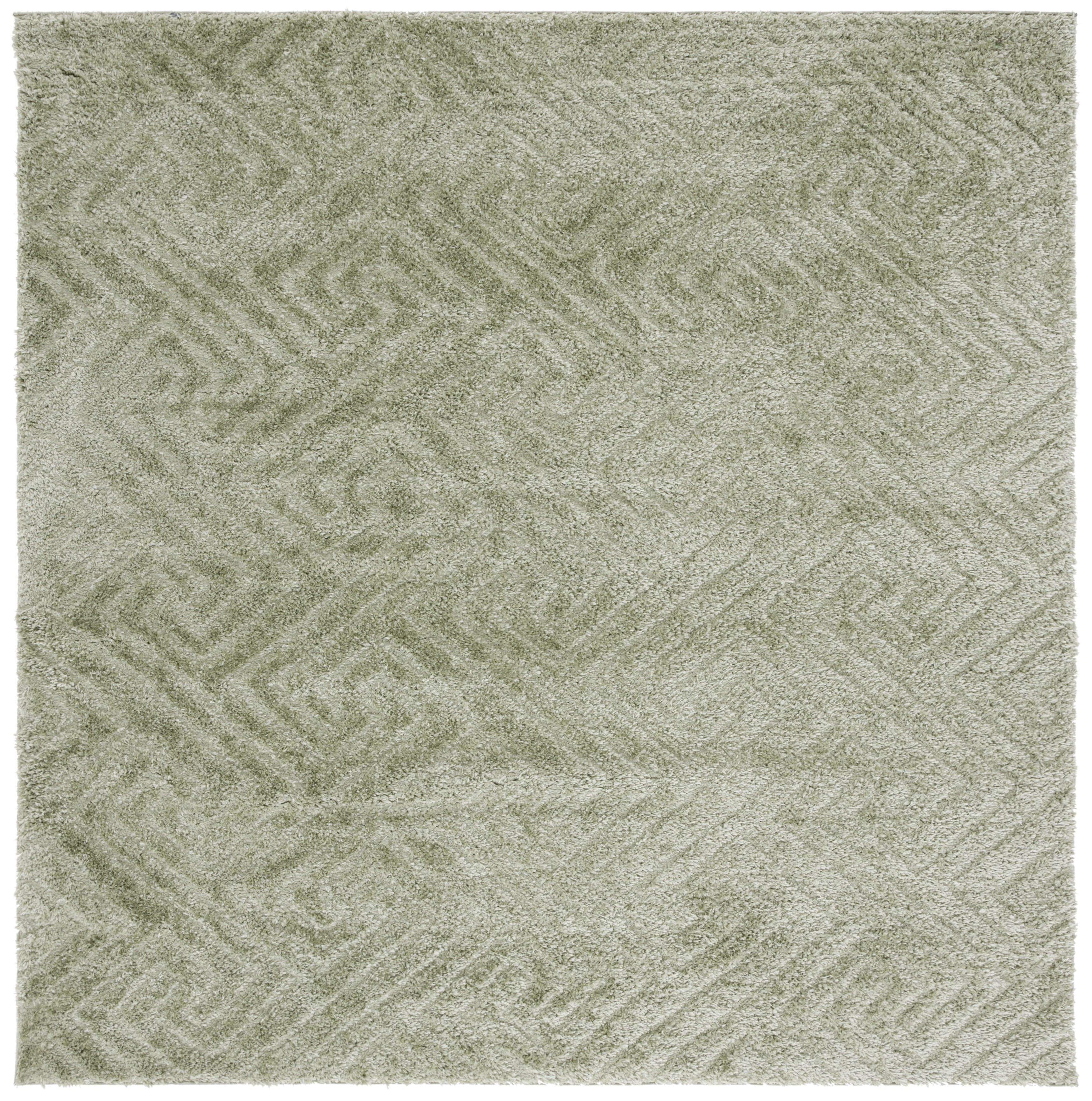 Sage Geometric Shag Synthetic Square Area Rug, 6'7" x 6'7"