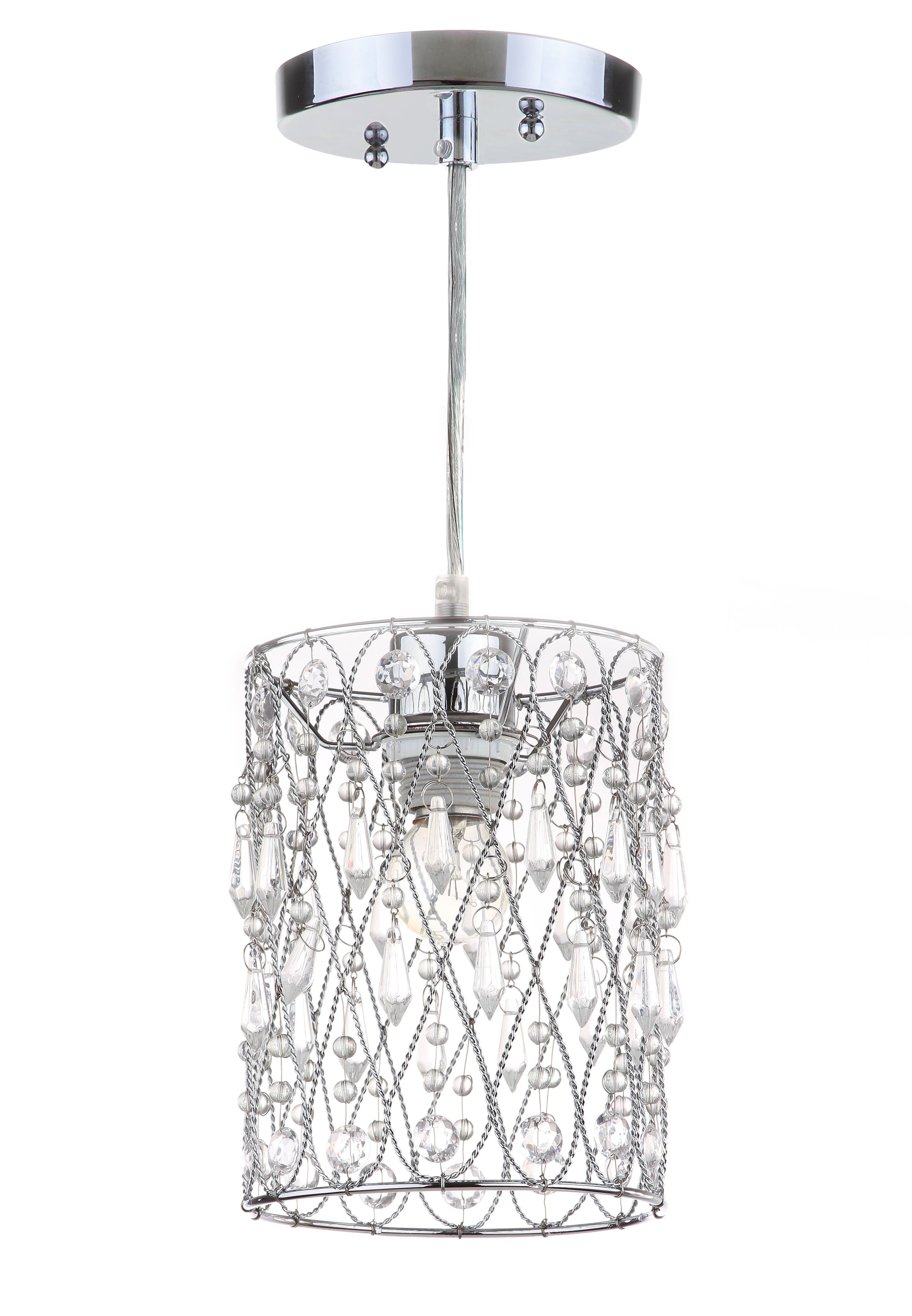 Vega Chrome Crystal Beaded Adjustable Pendant - Contemporary Elegance