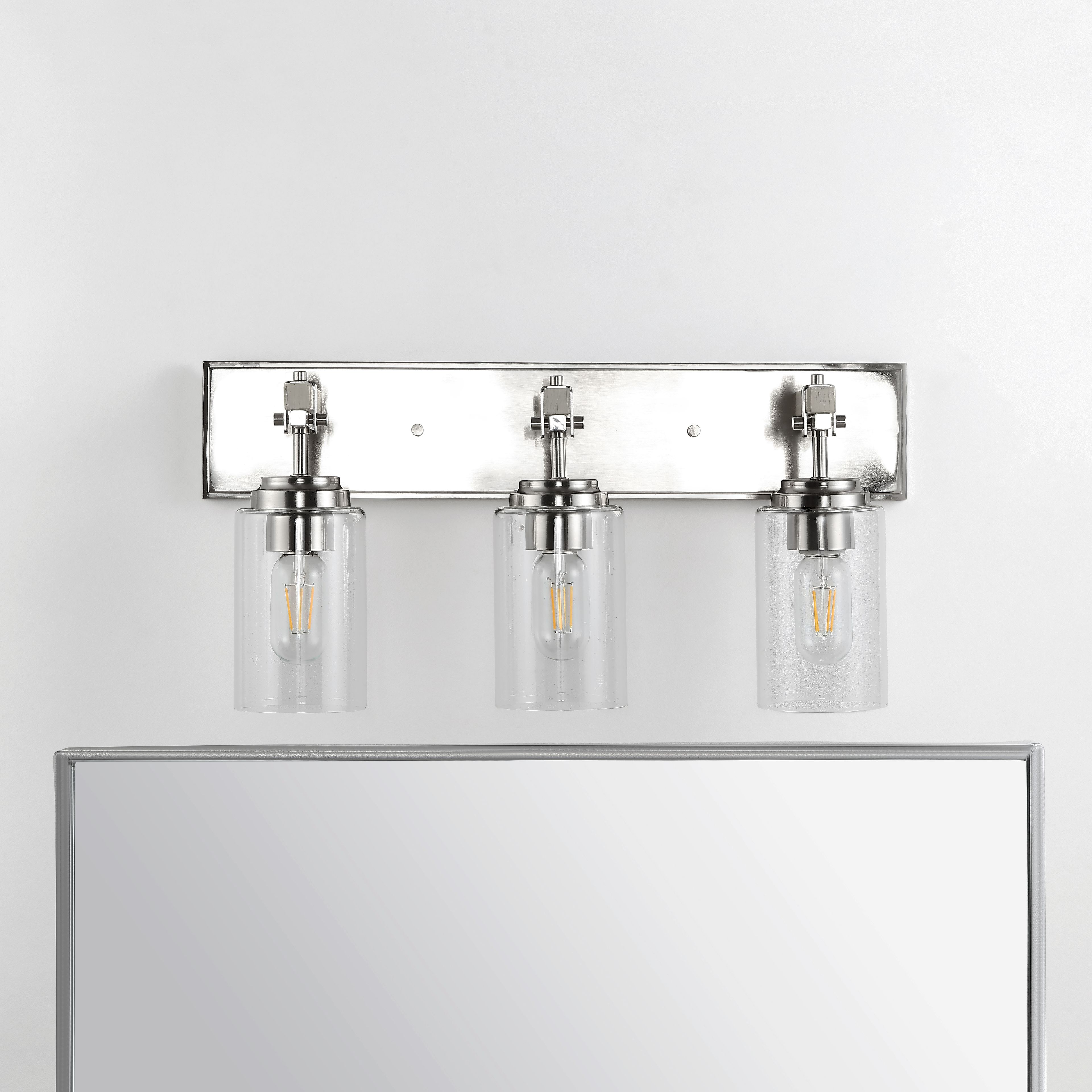 Contemporary Chrome 22" Wall Sconce with Square Glass Shades