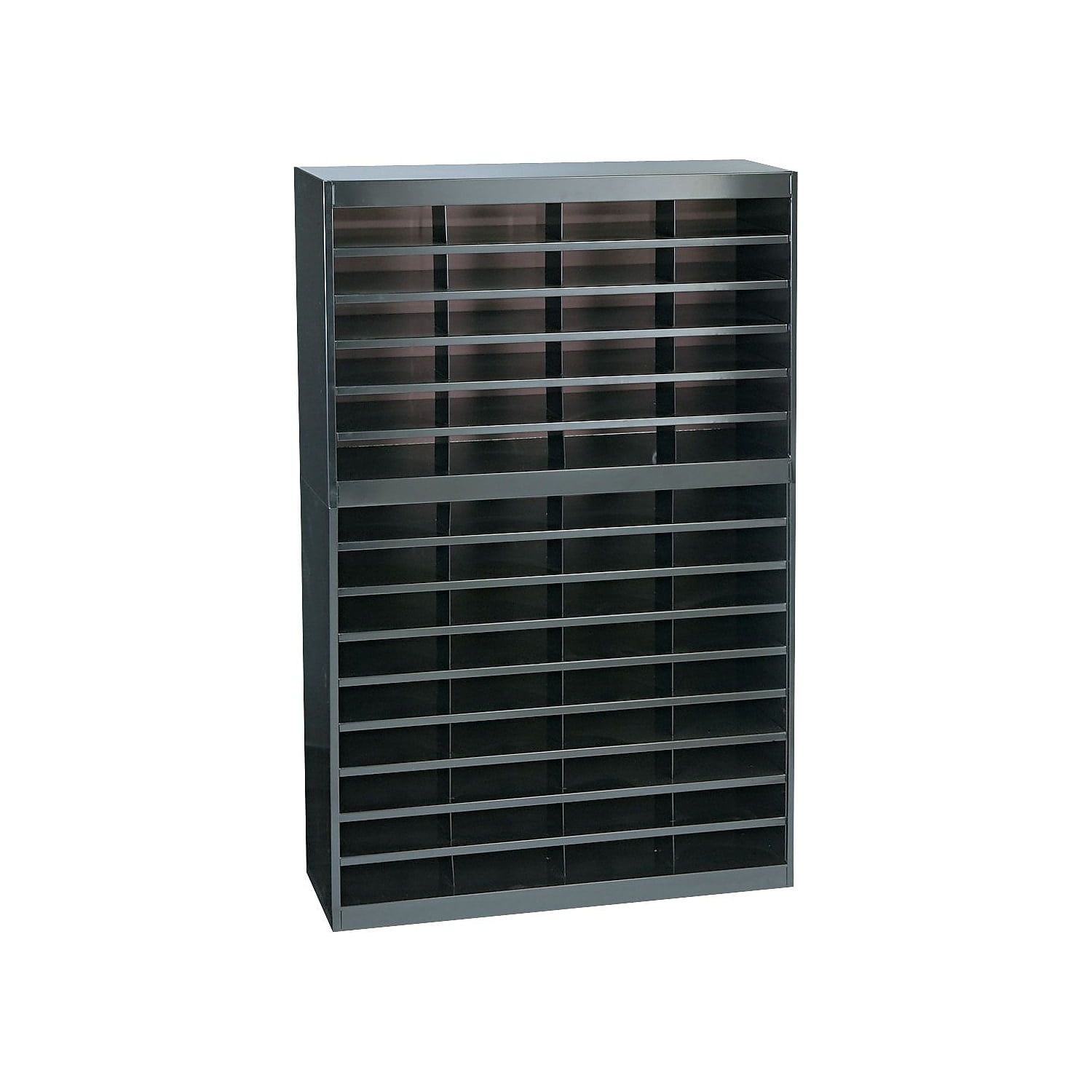 Black Powder-Coated Steel 60-Compartment Literature Organizer