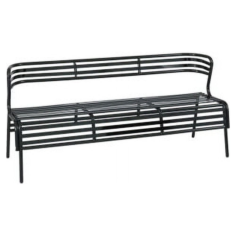 Black Steel Indoor/Outdoor Bench with Backrest, 61" Wide