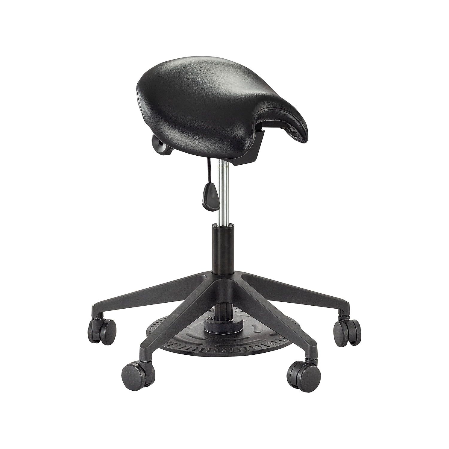 Adjustable Black Metal Saddle Style Swivel Stool