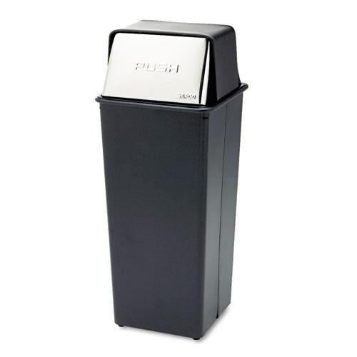 Black Powder-Coated Steel 21-Gallon Push Lid Trash Can