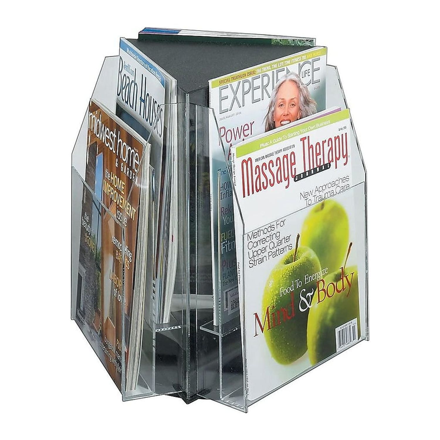 Clear Acrylic Rotating 6-Compartment Desktop Literature Holder