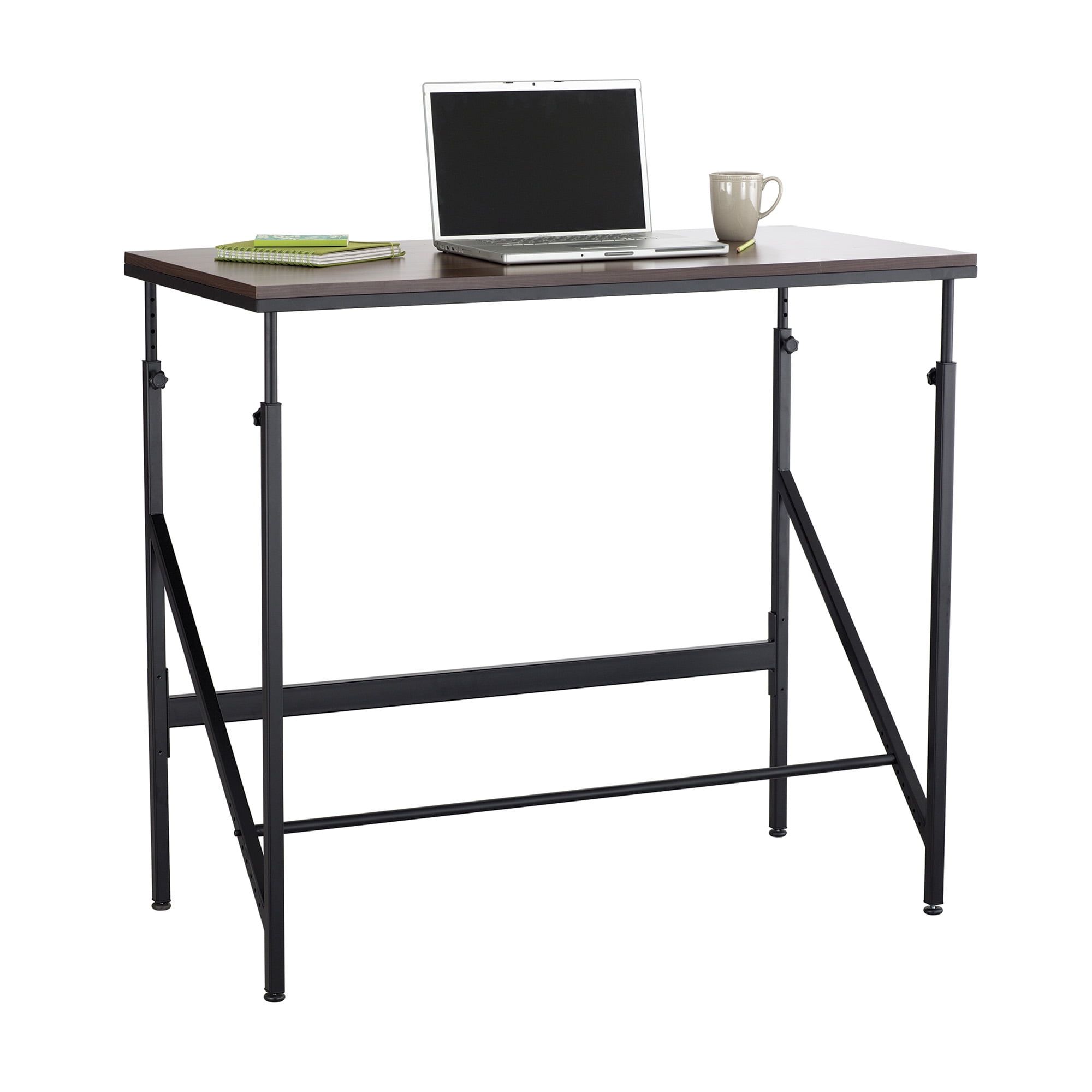 Beech and Cream Adjustable Height Standing Desk with Footrest