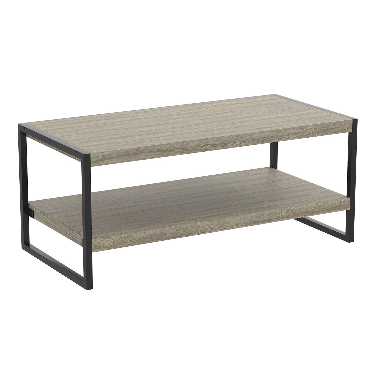 Contemporary Rectangular Coffee Table with Metal Frame and Wood Top