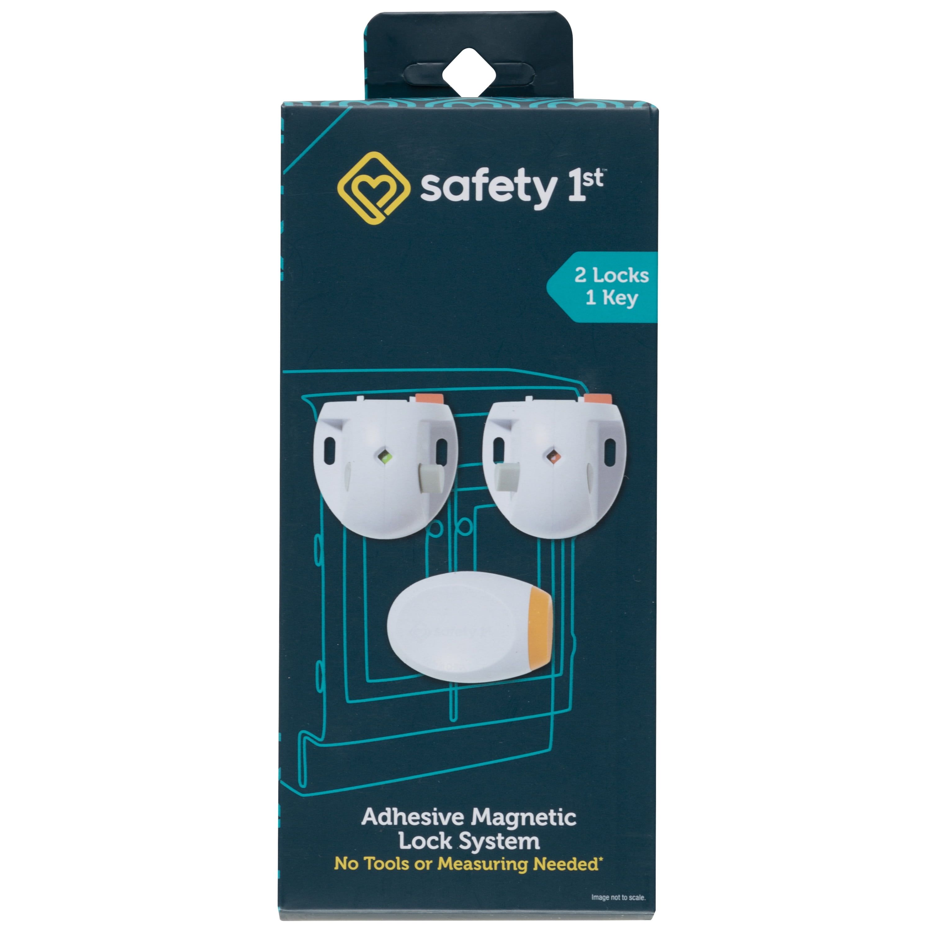 White Adhesive Magnetic Cabinet Locks with Key, 2-Pack