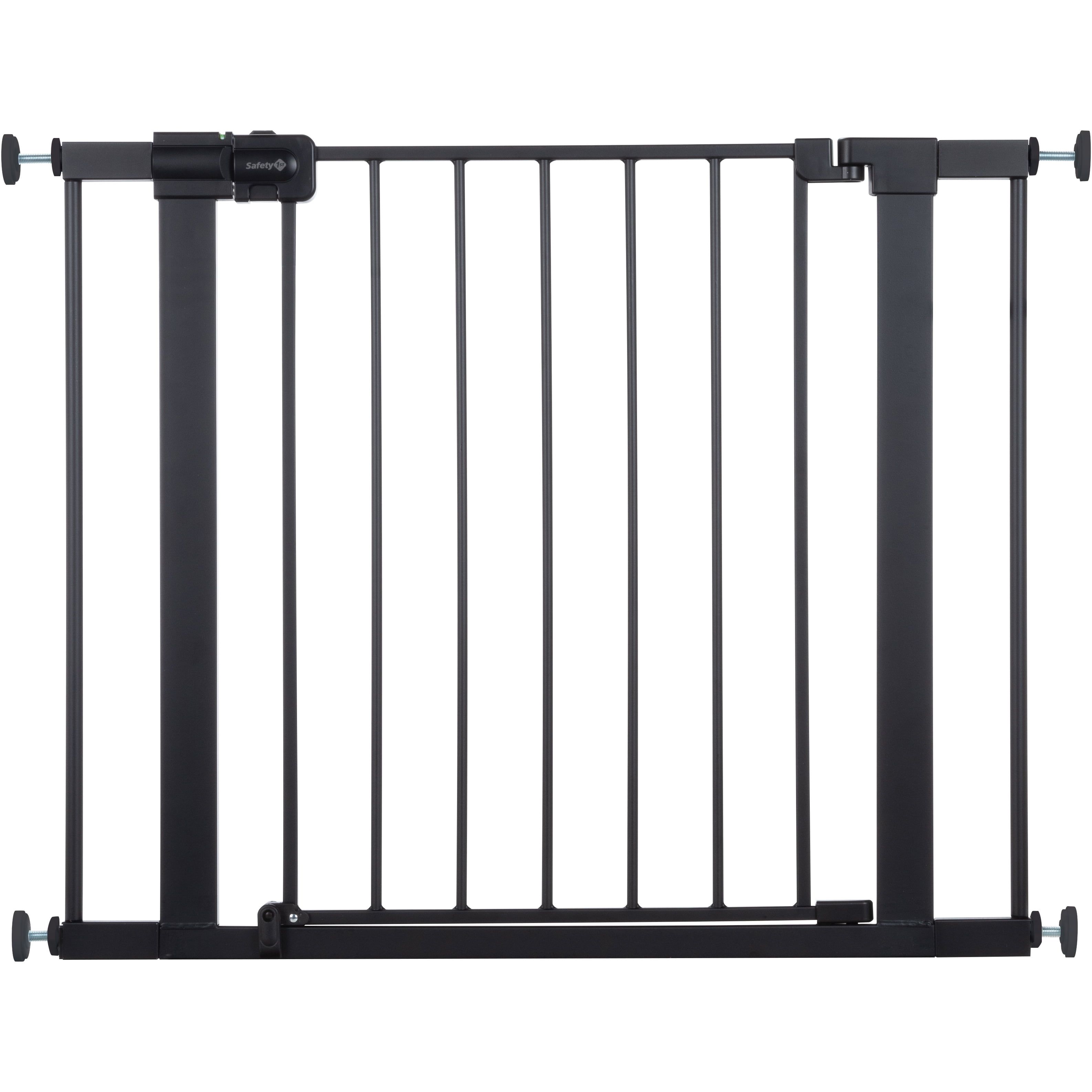 Black Adjustable Metal and Plastic Walk-Through Baby Gate