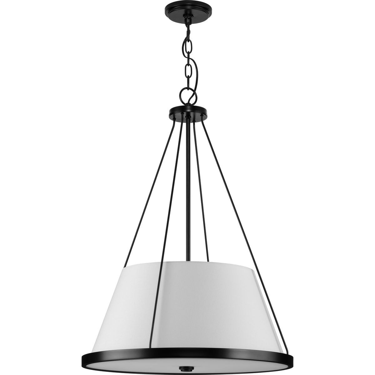 Saffert Matte Black and White Linen Glass Pendant Light