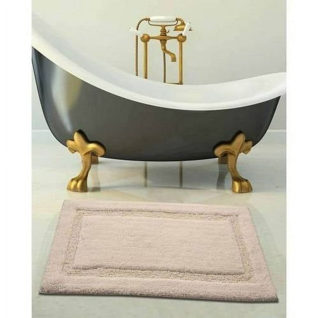 Ivory Cotton Bath Rug with Non-Skid Backing, 34x21 Inch