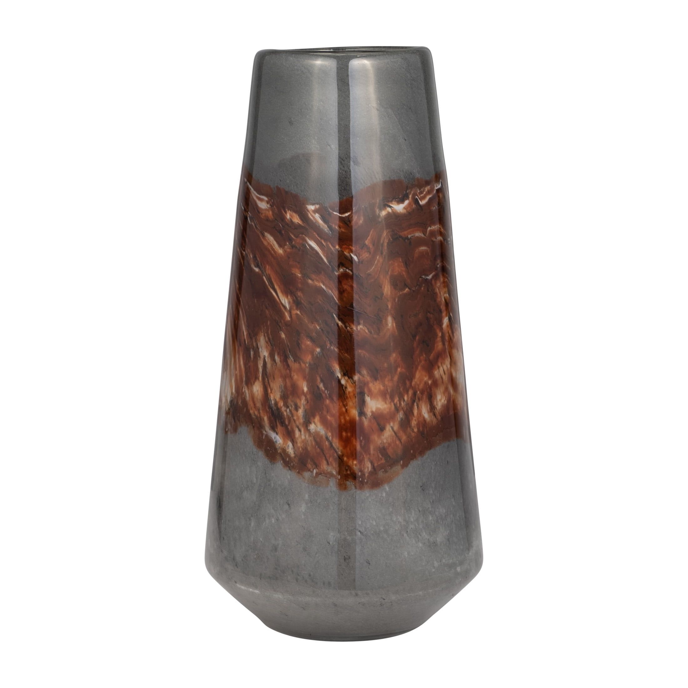 Gray and Brown Abstract Glass Table Vase