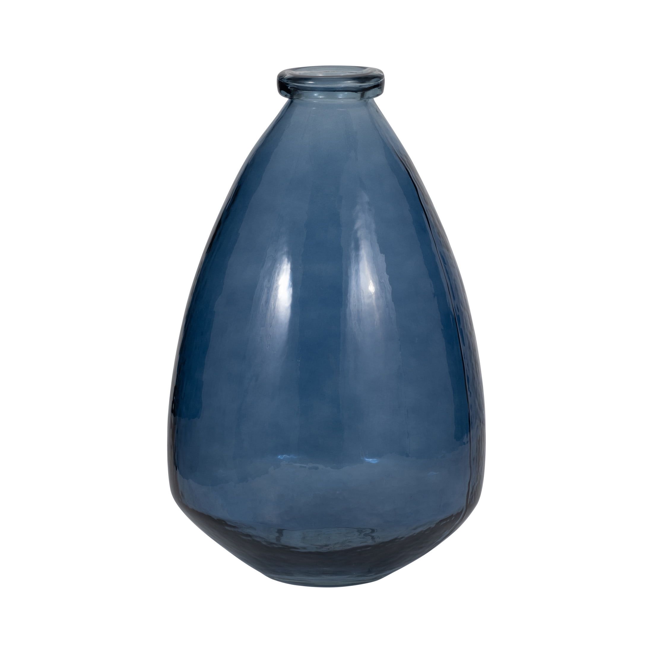 15 in. Blue Glass Balloon Decorative Vase