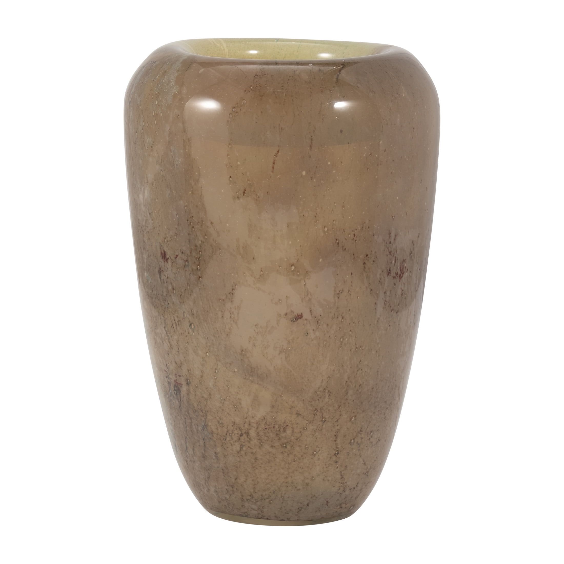 Nude Beige 13" Glass Cylinder Decorative Vase