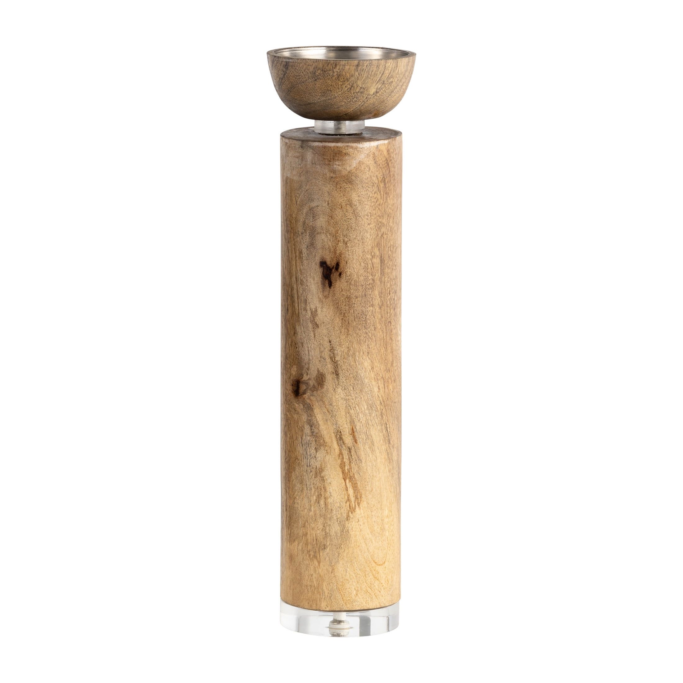 Natural Wood and Acrylic 14" Taper Candleholder