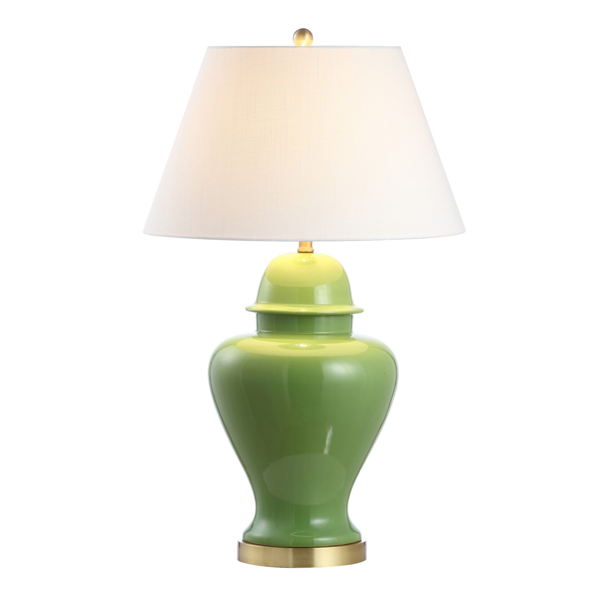 Sagwa Classic Green Ceramic & Brass LED Table Lamp Set