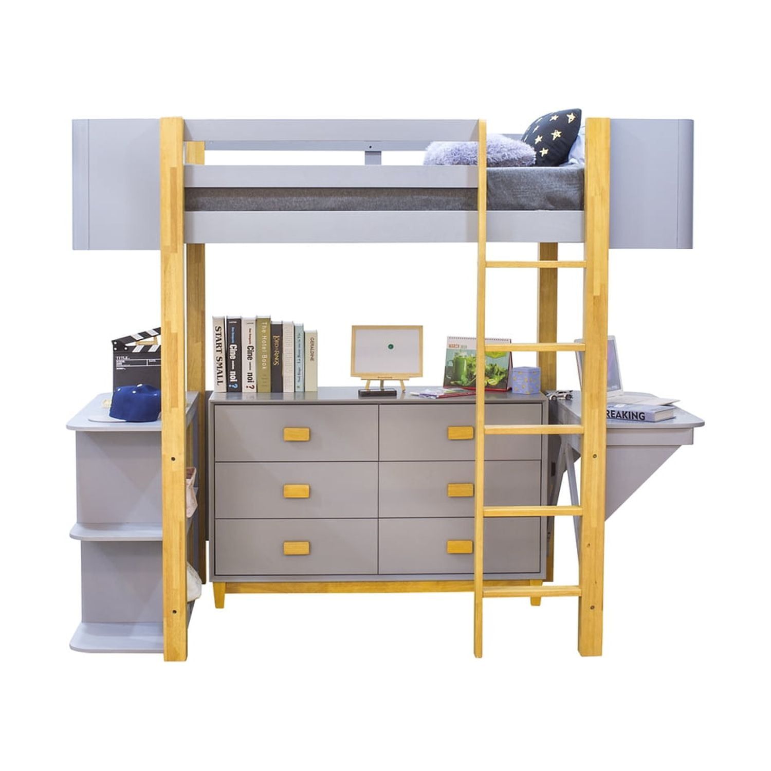 Saiyan Youth 48" Gray and Natural Wood Dresser with Dovetail Drawers