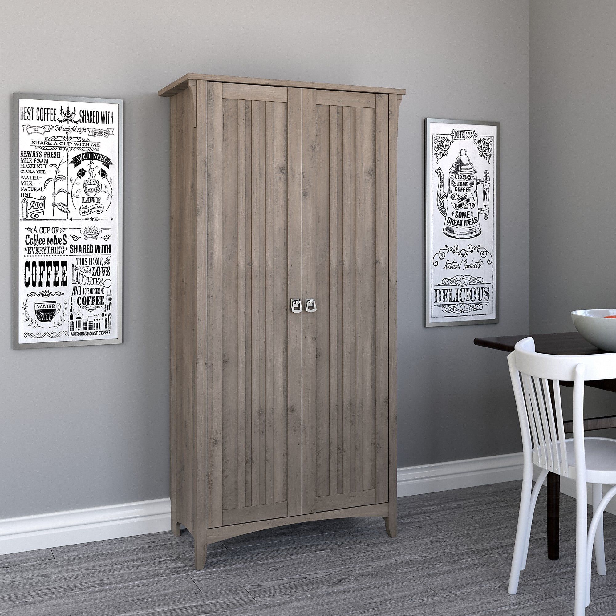 Driftwood Gray Tall Engineered Wood Kitchen Pantry Cabinet