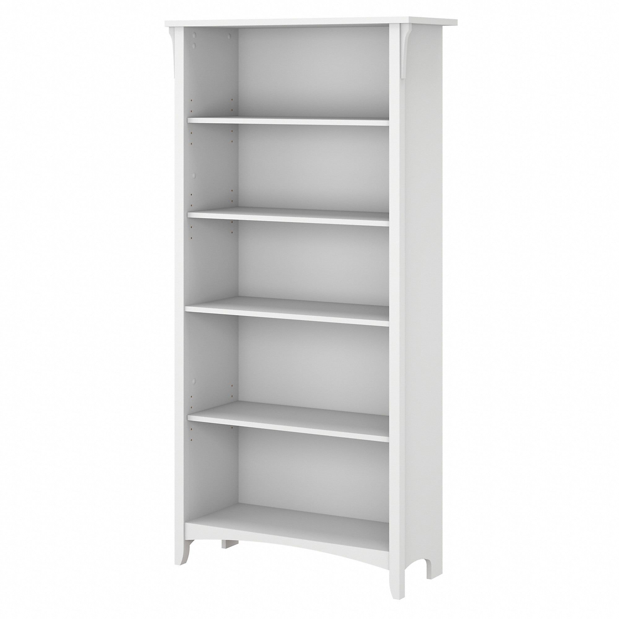 Pure White and Shiplap Gray 5-Shelf Adjustable Bookcase