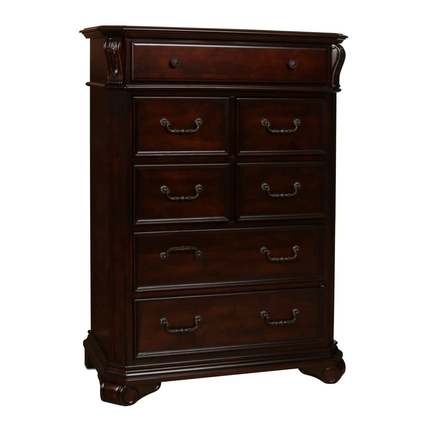 Brown Traditional 7-Drawer Wooden Chest with Felt Lined Drawer