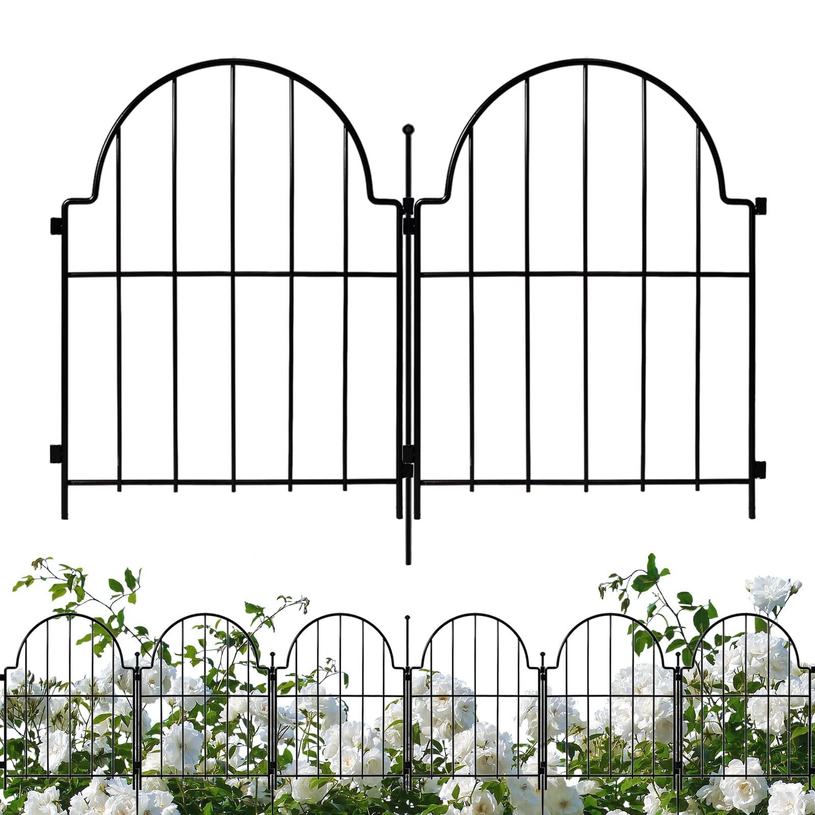 Black Metal Garden Border Fence Panels with No-Dig Stakes