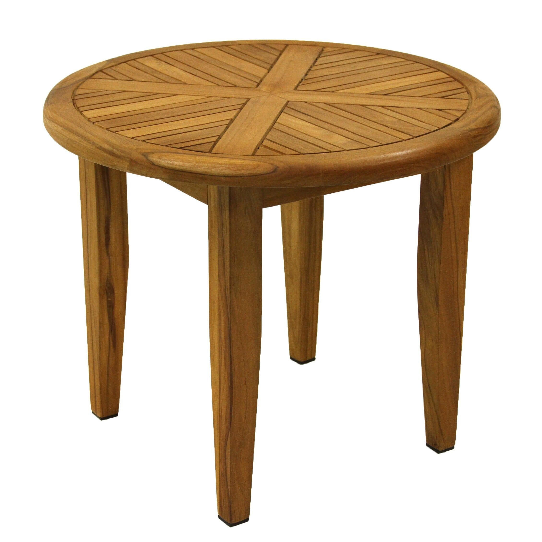 24-Inch Round Teak Outdoor Accent Table