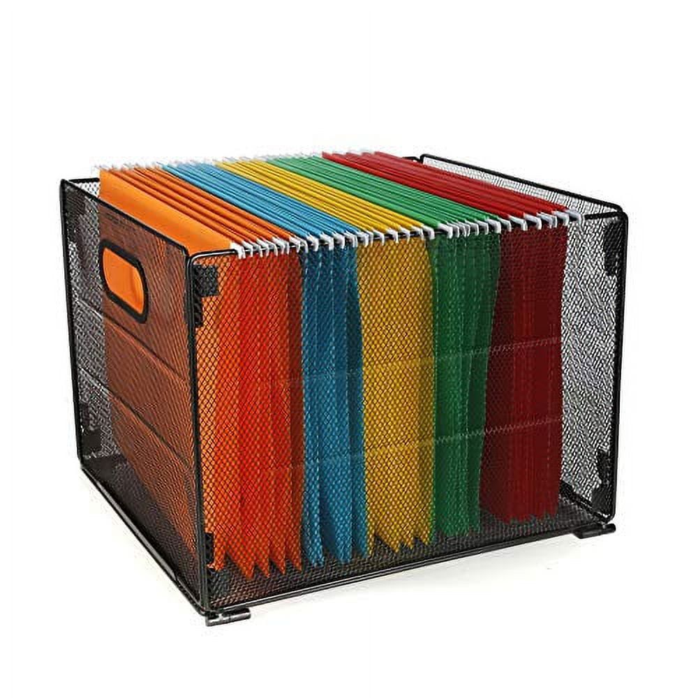 Black Mesh Metal Collapsible Hanging File Organizer Box