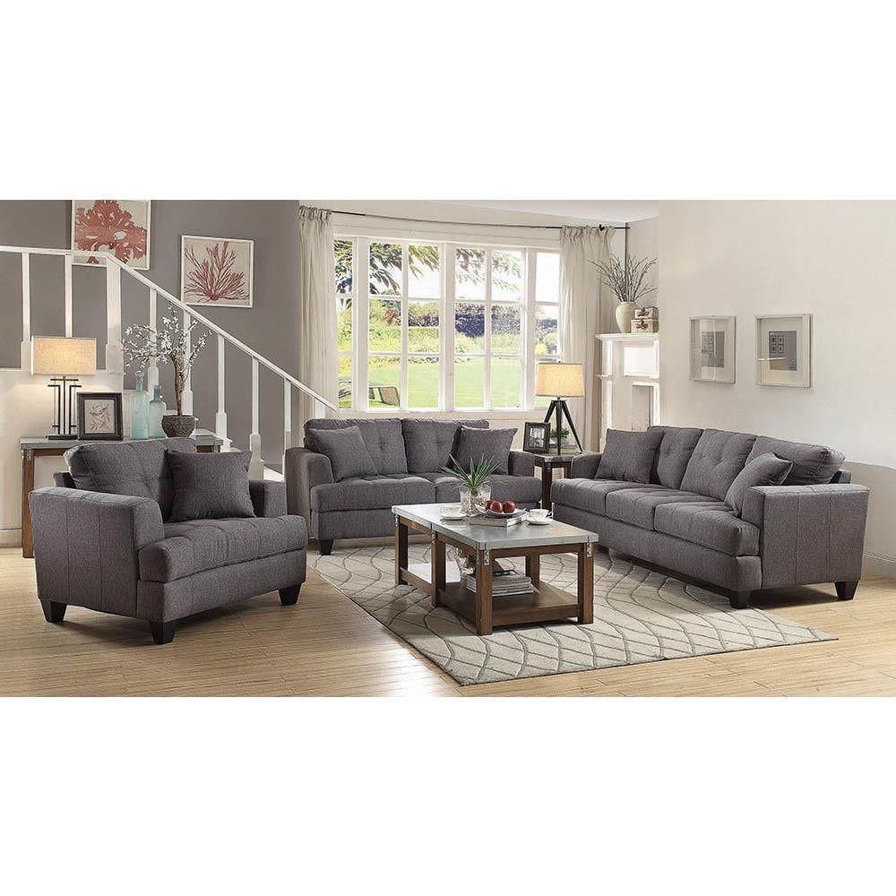 Samuel Charcoal Gray Linen Stationary Sofa